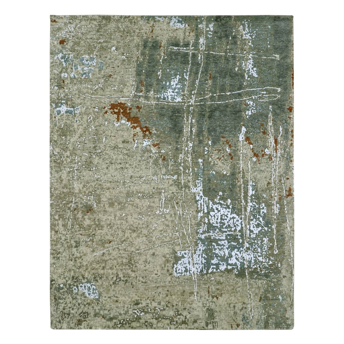 Pure Wool Abstract Beige Rug Galaxies Hand Knotted: Pure Wool Abstract Beige Rug Galaxies Hand Knotted Hand-knotted with precision and care, this stunning abstract beige rug features a unique blend of natural colors. Made from high-quality wool, its su