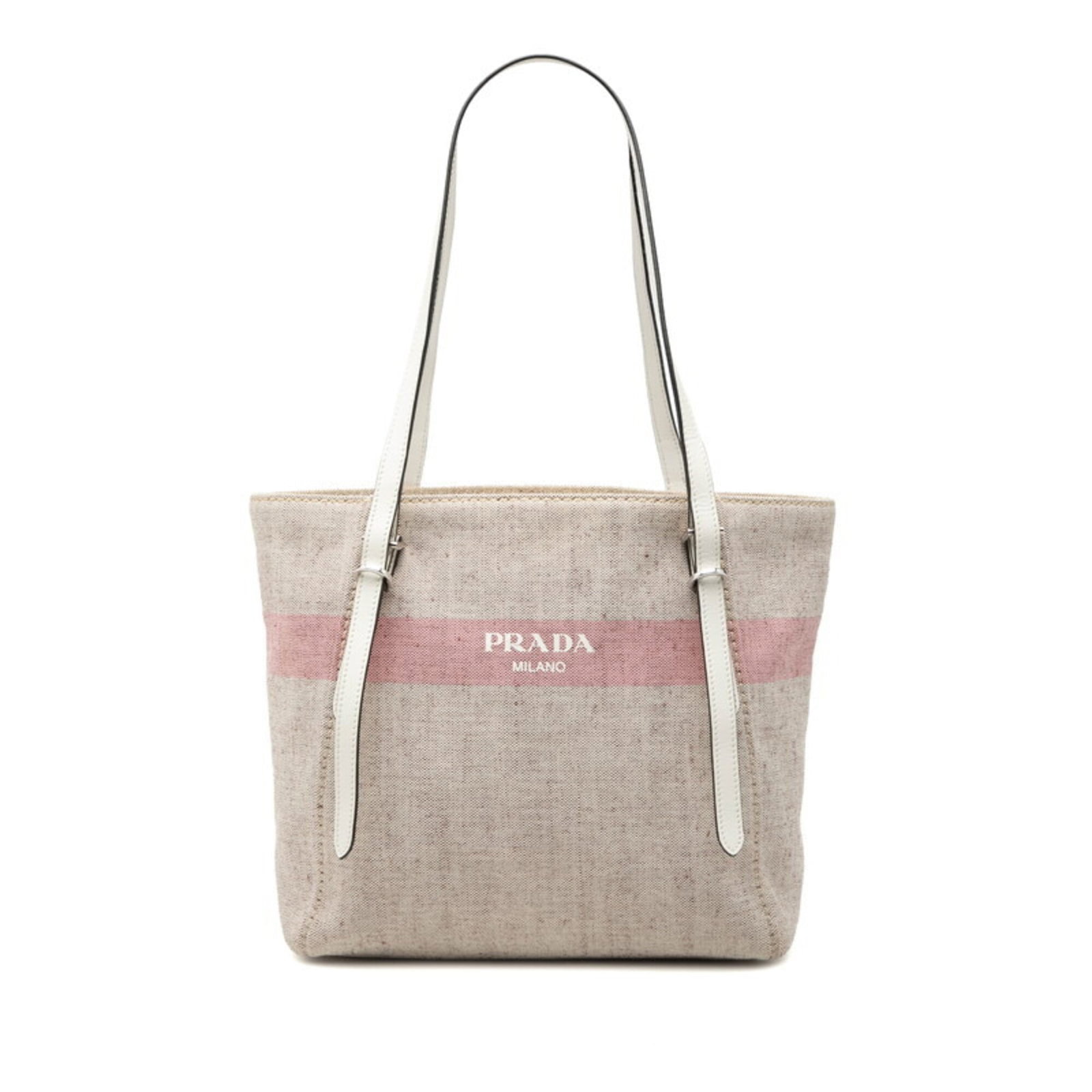 Prada Pouch Tote Bag Canvas Leather (1 of 6)
