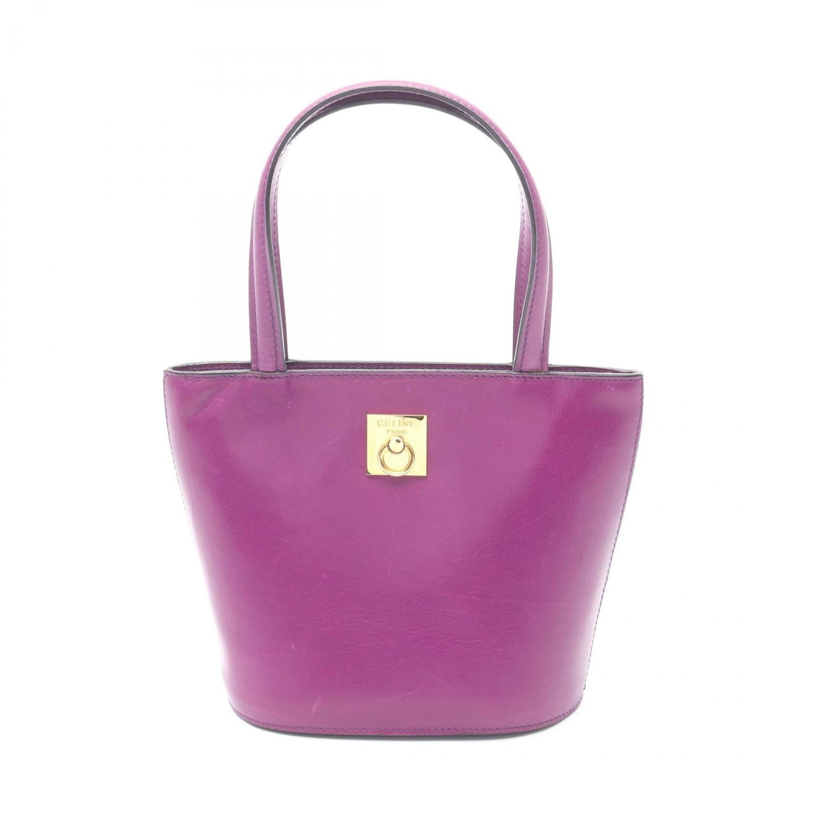 Celine Handbag Leather: Celine Handbag Leather Purple Celine Handbag in Excellent Condition. This used leather handbag features a rich purple color and measures 15.5cm x 15cm x 8.5cm. With traces of usage and minor damages, 