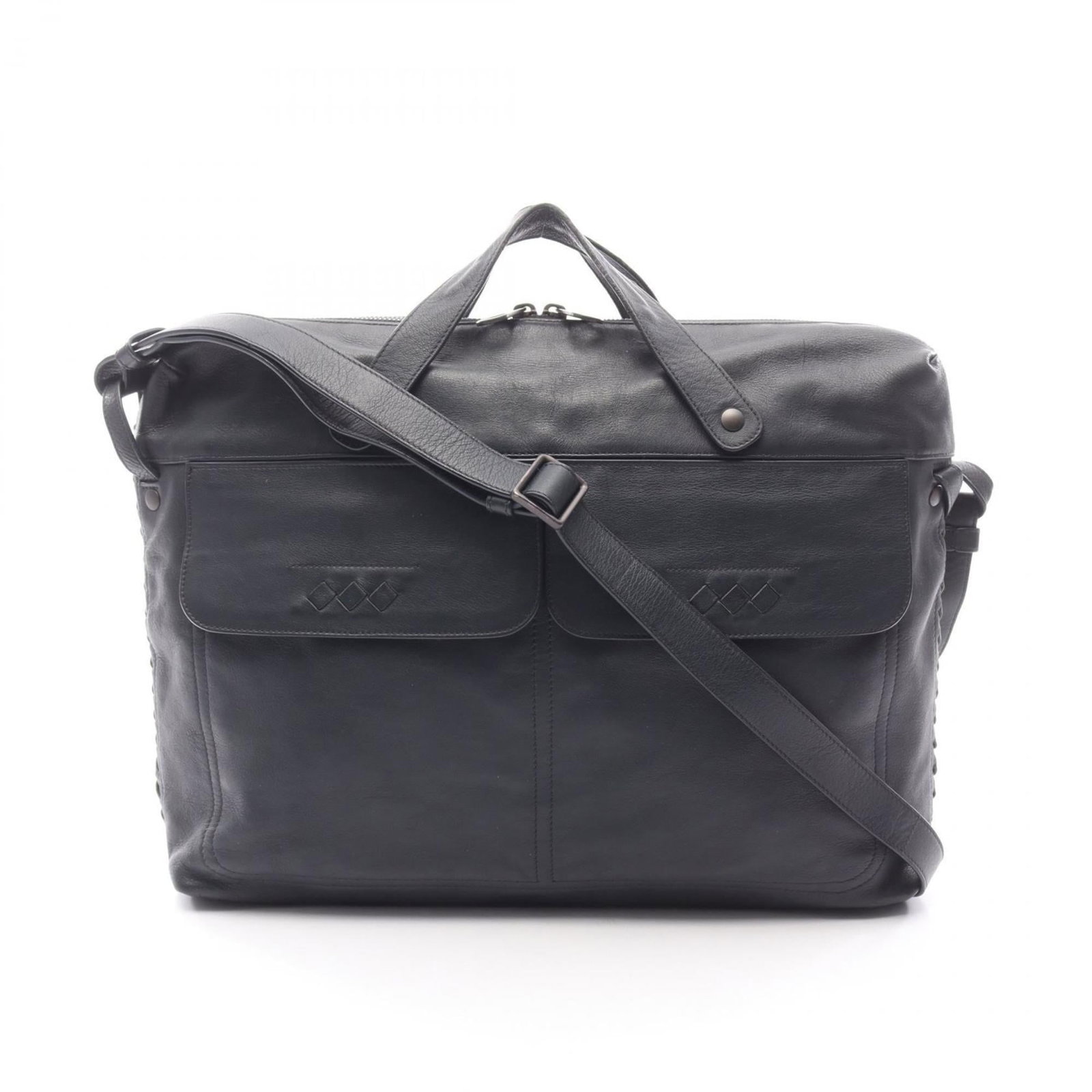 Bottega Veneta Briefcase Leather: Bottega Veneta Briefcase Leather Navy Bottega Veneta briefcase with classic leather design and timeless silhouette. The used condition reveals obvious traces of usage, showcasing the authentic patina