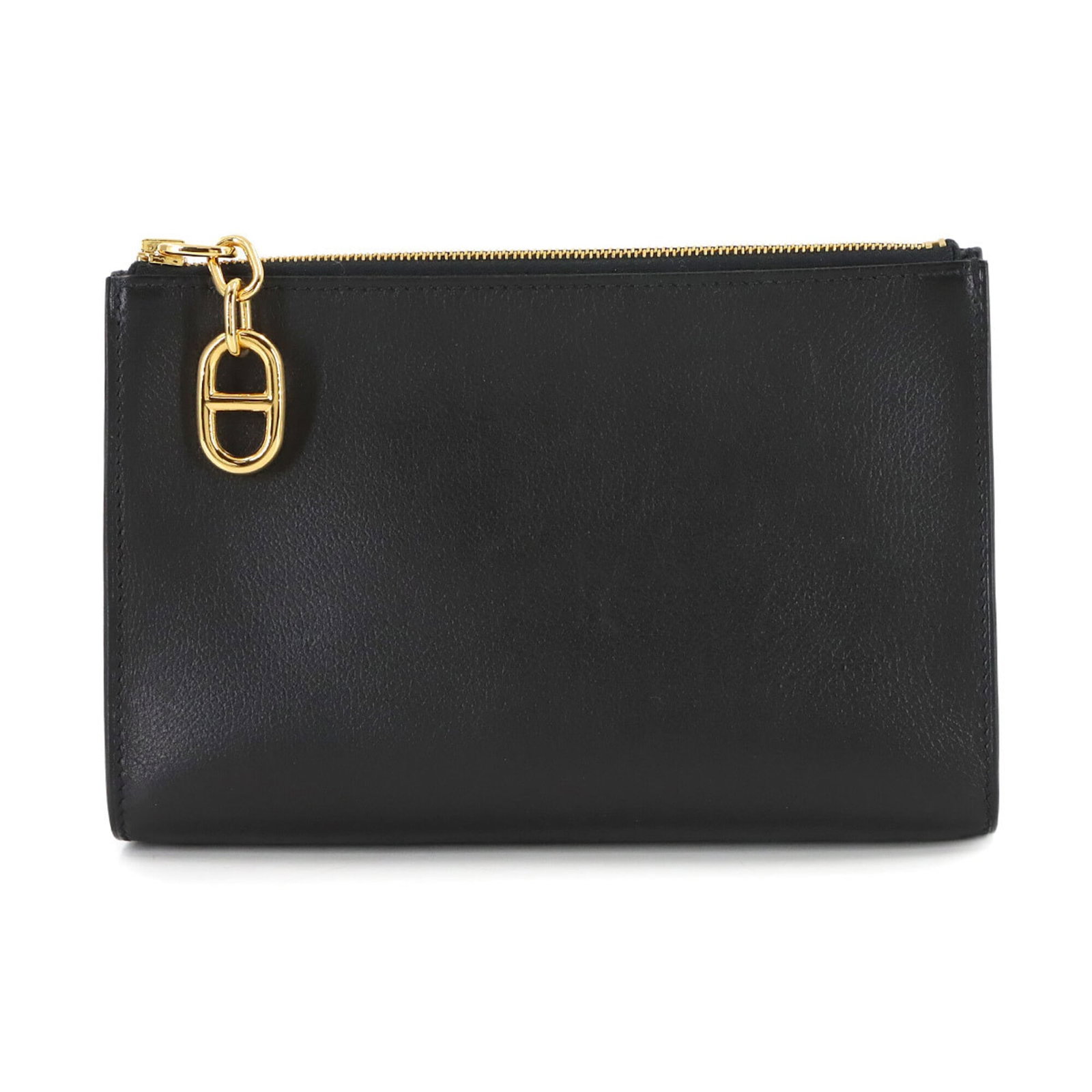 Hermes Pouch Evercalf Leather: Hermes Pouch Evercalf Leather Evercalf leather craftsmanship shines in this sleek and sophisticated Hermes Pouch. Made from durable Evercalf material, its black finish exudes timeless elegance. With