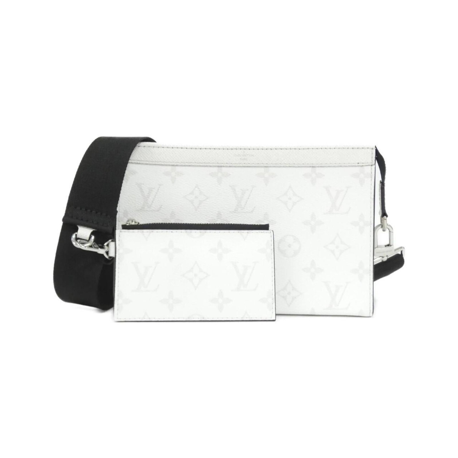 Louis Vuitton Shoulder Bag Coated Canvas Leather: Louis Vuitton Shoulder Bag Coated Canvas Leather Used Louis Vuitton Shoulder Bag in White with Coated Canvas and Calfskin Leather. The bag features some scratches and dirt, but remains in very good co