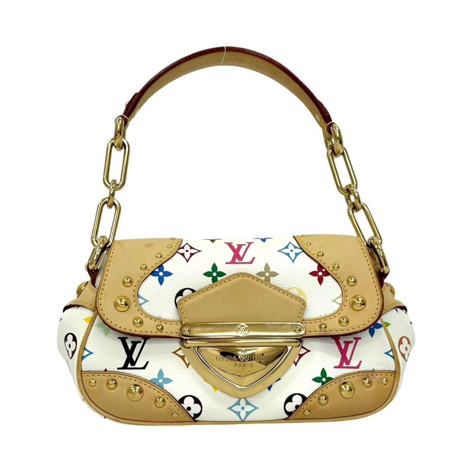 Louis Vuitton Shoulder Bag Leather Pvc: Louis Vuitton Shoulder Bag Leather Pvc This Louis Vuitton shoulder bag features a unique blend of leather and Pvc materials, giving it a distinctive look. With its classic white color and compact size