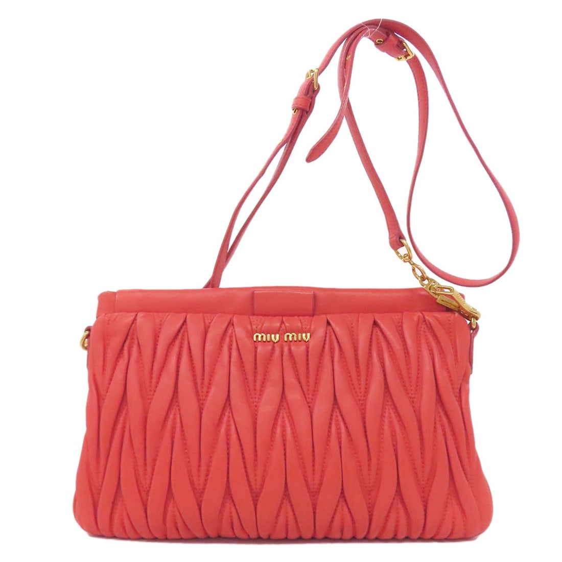 Strict Rules Use Only Materasse Leather Shoulder Bag: Strict Rules Use Only Materasse Leather Shoulder Bag Orange MIUMIU Leather Shoulder Bag with Notable Features. This shoulder bag boasts an exterior made from high-quality Materasse leather and feature