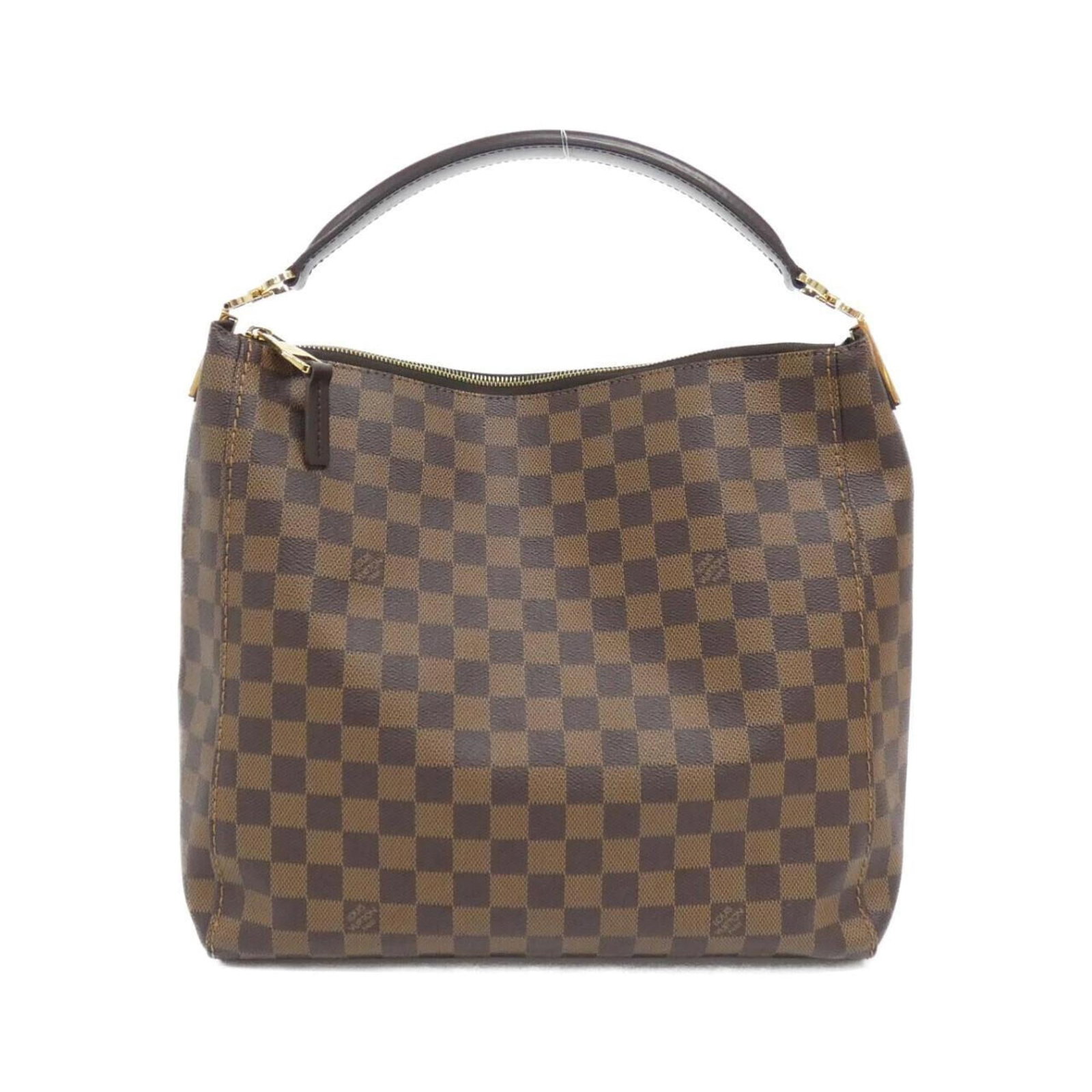 Louis Vuitton Shoulder Bag Coated Canvas: Louis Vuitton Shoulder Bag Coated Canvas The Louis Vuitton Shoulder Bag Coated Canvas boasts a timeless design with its classic Ebene color and gold hardware. Made from high-quality coated canvas, thi