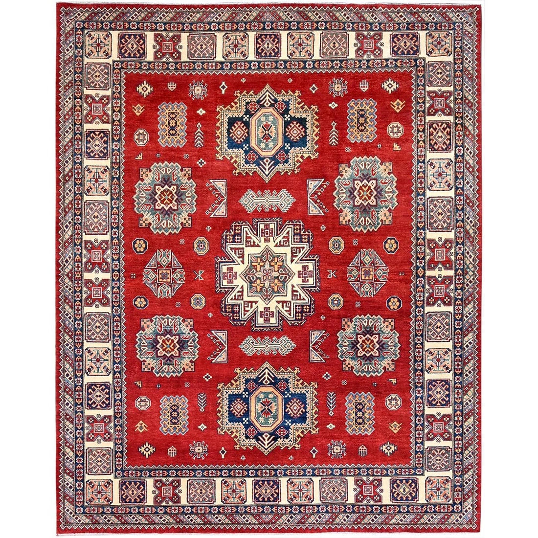 Oriental wool rug special hand knotted large elements red kazak 82 x 10 (1 of 12)