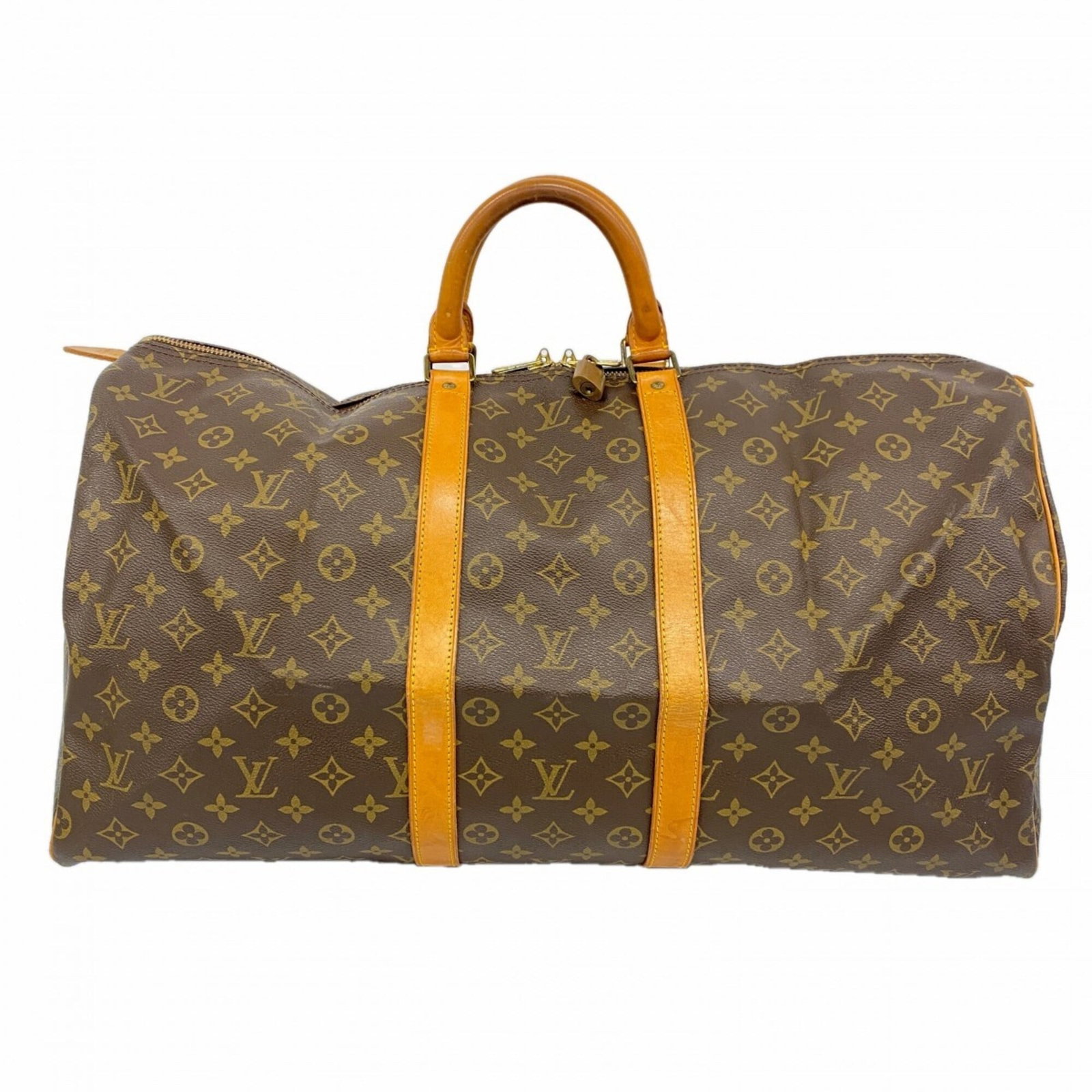 Louis Vuitton Boston Bag: Louis Vuitton Boston Bag The Louis Vuitton Boston Bag boasts its classic design with a timeless brown hue. Measuring 30cm x 56cm x 25.5cm, this bag features traces of usage and minor scratches,