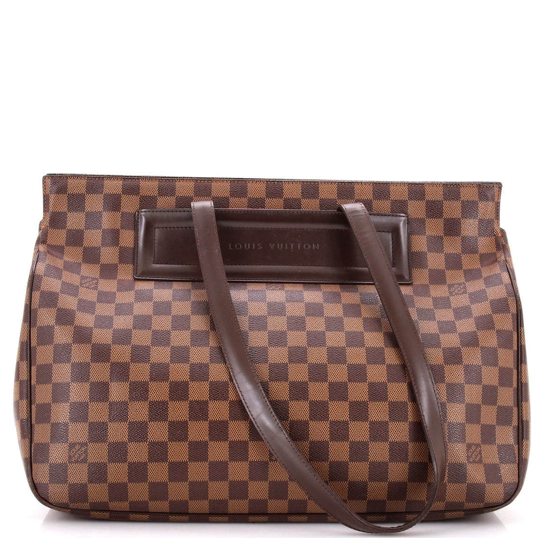 Parioli Louis Vuitton Handbag Damier: Parioli Louis Vuitton Handbag Damier The Parioli Louis Vuitton Handbag Damier GM boasts a classic design with a timeless canvas coated exterior in rich brown. Measuring 12" in height and 15" in