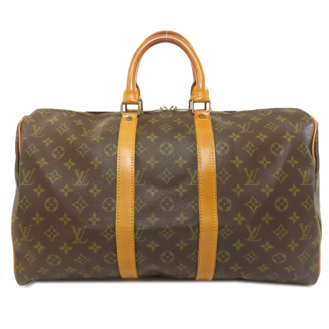 Monogram Canvas Louis Vuitton M41428 Kiepol 45 Boston Bag: Monogram Canvas Louis Vuitton M41428 Kiepol 45 Boston Bag Monogram canvas exterior adds a touch of timeless elegance to this classic Boston bag. The iconic Louis Vuitton design features the signature 