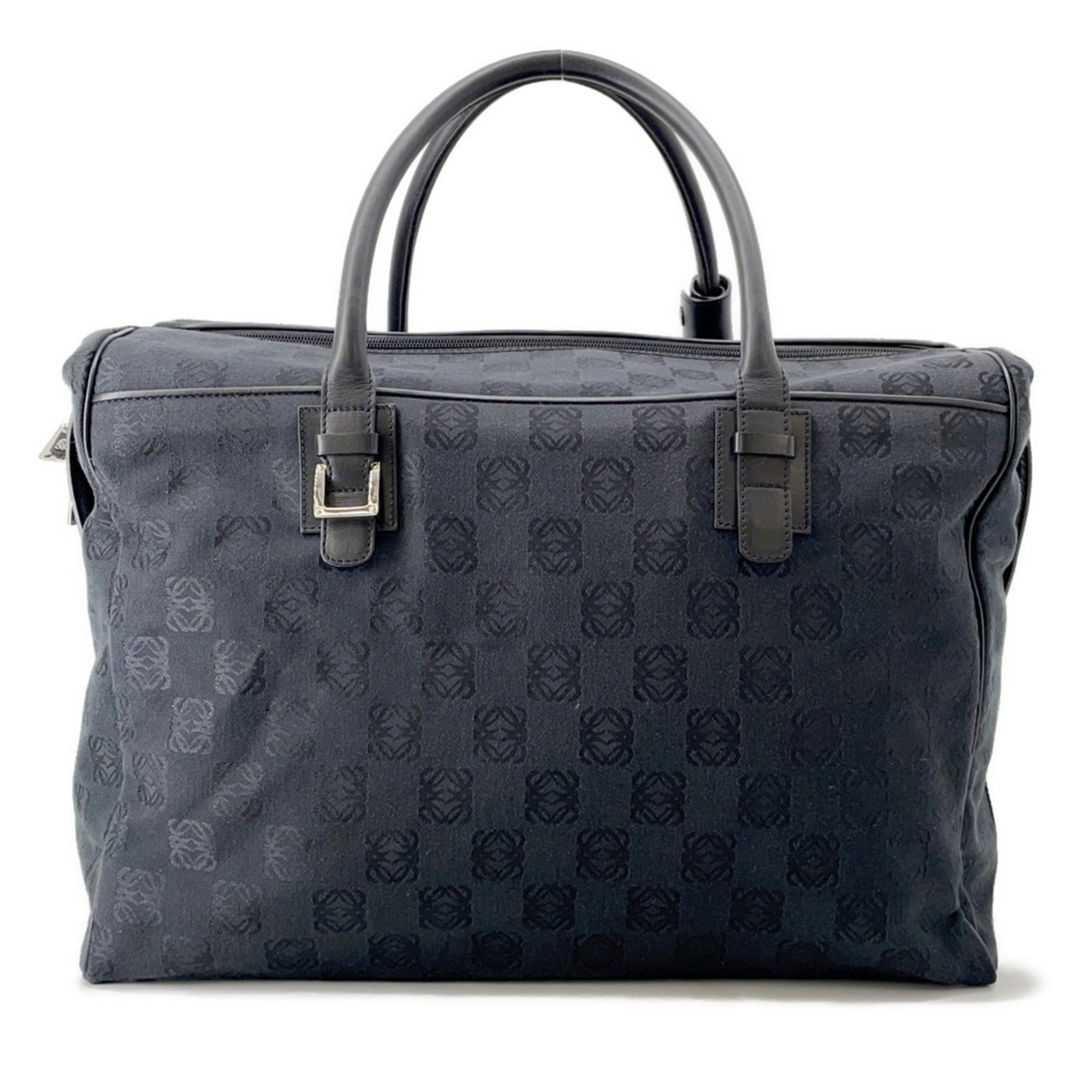 Loewe Boston Bag Canvas Leather: Loewe Boston Bag Canvas Leather The Loewe Boston Bag Canvas Leather is a stylish and versatile accessory with a sleek black design. Its canvas and leather construction provides a durable and long-last