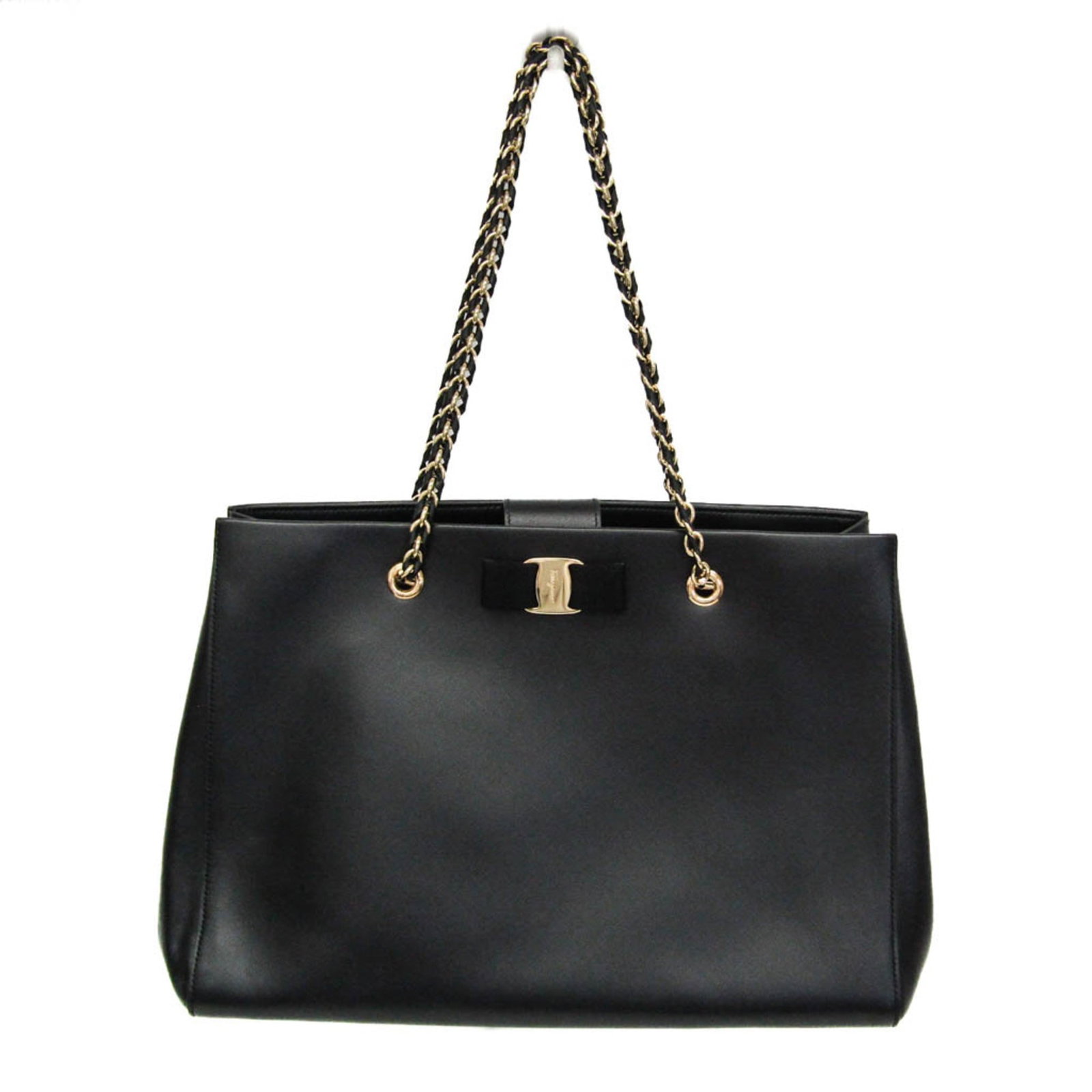 Salvatore Ferragamo Tote Bag Leather: Salvatore Ferragamo Tote Bag Leather Salvatore Ferragamo's iconic tote bag features sleek black leather and gold hardware, with a magnetic snap closure and two open pockets for added functionality.