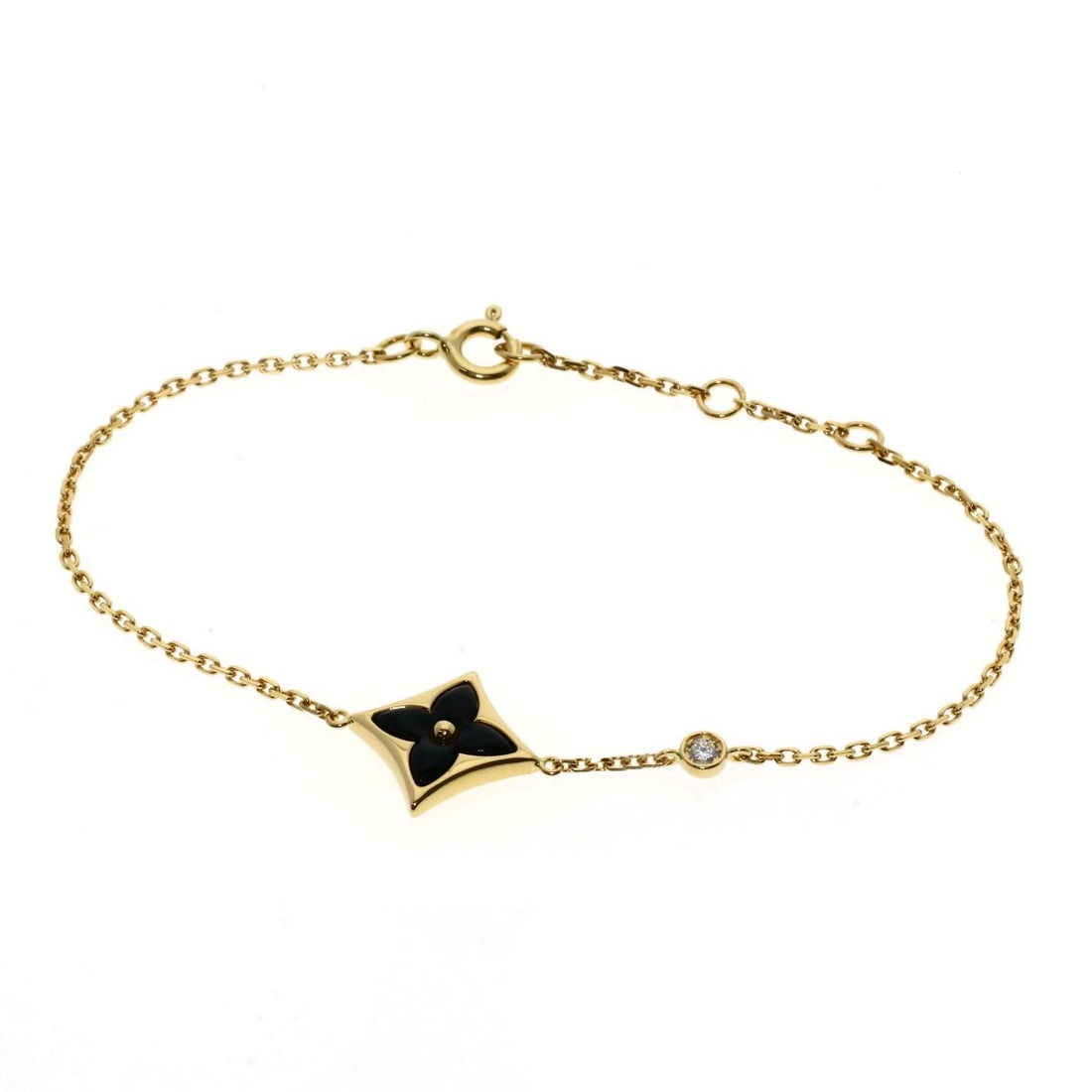 Yellow gold diamond bracelet with blossoms.: Yellow gold diamond bracelet with blossoms. Yellow gold diamond bracelet with blossoms features K18 yellow gold metal and a main stone of diamonds. The LOUIS VUITTON style showcases the beauty of