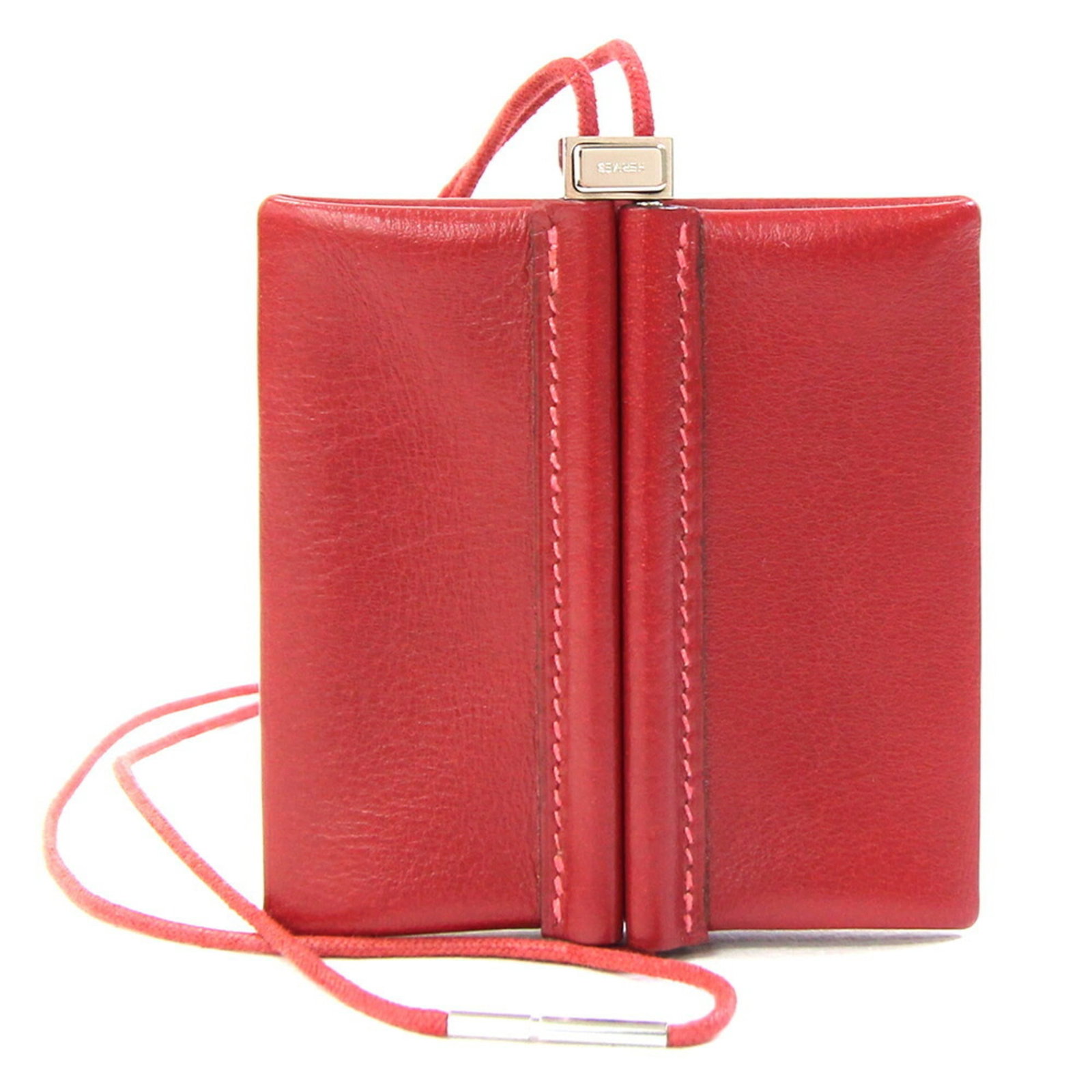 Hermes Coin Purse/Coin Case Leather: Hermes Coin Purse/Coin Case Leather The Hermes Coin Purse/Coin Case Leather features a striking red color and measures 8cm x 8cm. With its classic design and leather material, this coin purse showcase
