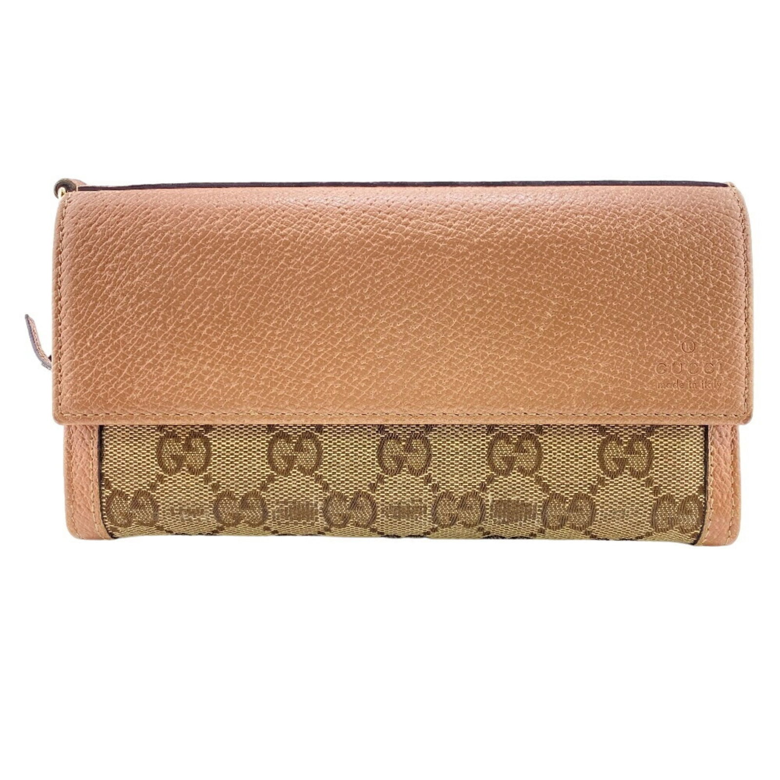 Gucci Long Wallet (Bi-Fold) Canvas Leather: Gucci Long Wallet (Bi-Fold) Canvas Leather This Gucci Long Wallet in beige and pink canvas leather offers a stylish and functional design. With its bi-fold layout and classic style, it's perfect for e