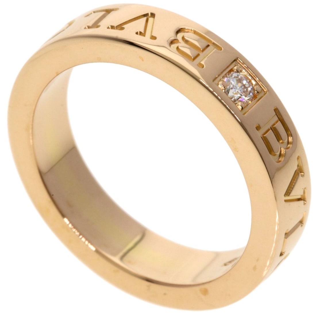 Double Logo 1P Diamond Ring K18 Pink Gold Bvlgari: Double Logo 1P Diamond Ring K18 Pink Gold Bvlgari K18 Pink Gold Bvlgari Double Logo 1P Diamond Ring features a striking double logo design and a high-quality diamond set in 14k pink gold. The ring's