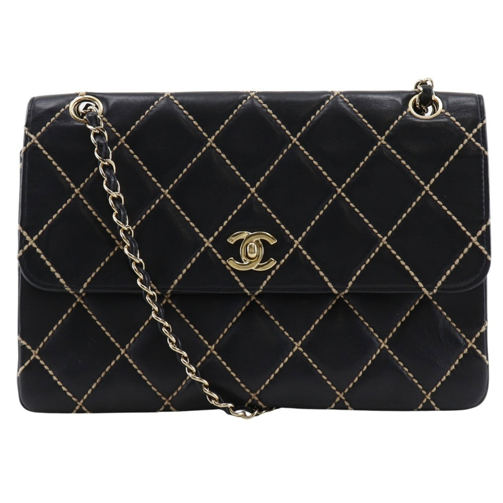 Chanel Shoulder Bag Leather: Chanel Shoulder Bag Leather The Chanel Shoulder Bag Leather is a classic design with a timeless black leather exterior and turn lock closure. Measuring 19cm x 28cm x 8cm, this shoulder bag weighs