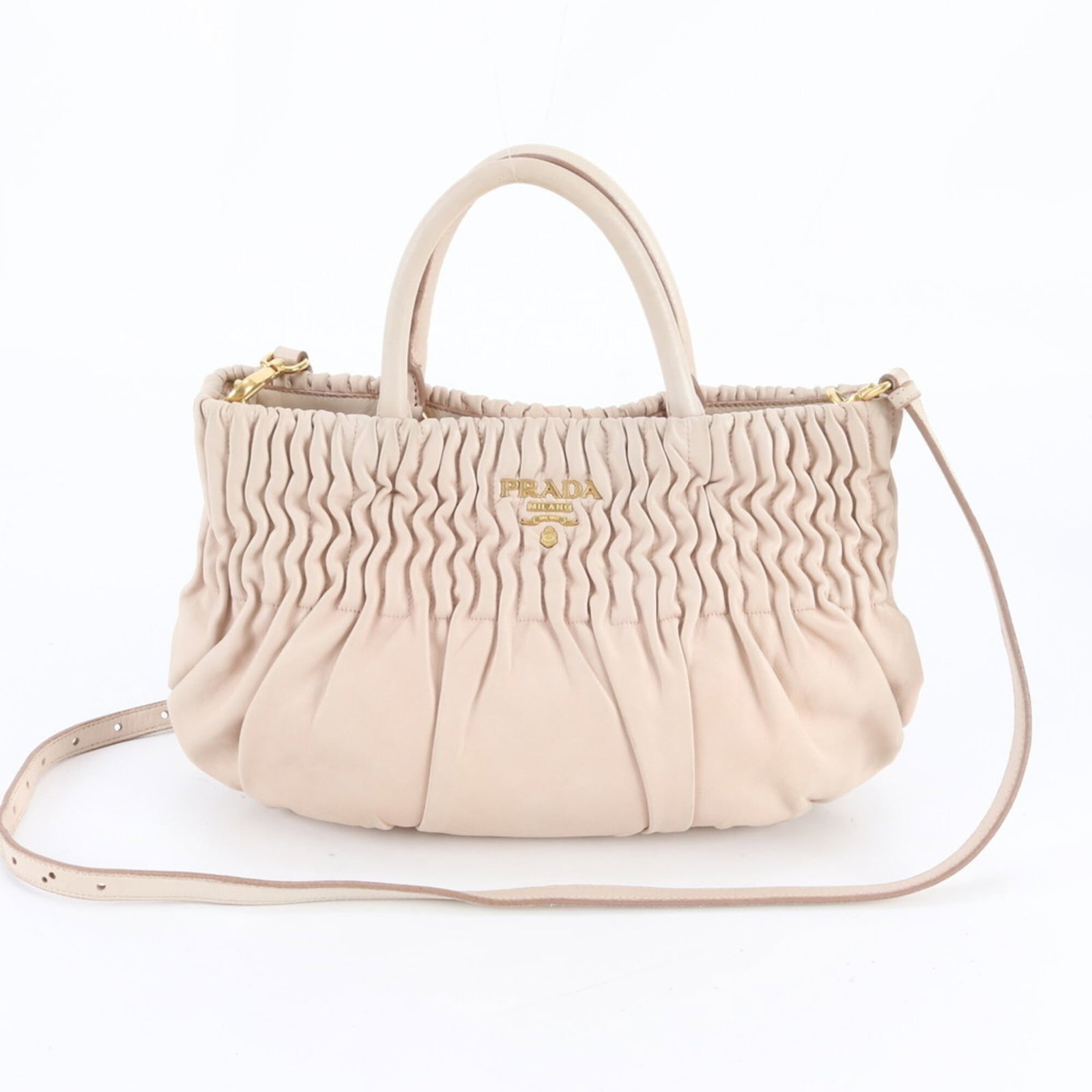 Prada Handbag Shoulder Bag Tote Bag Leather: Prada Handbag Shoulder Bag Tote Bag Leather Pink Beige Prada Leather Shoulder Bag Tote Bag for Women - A few traces of usage, some scratches / dirt can be seen, overall in very good condition. This