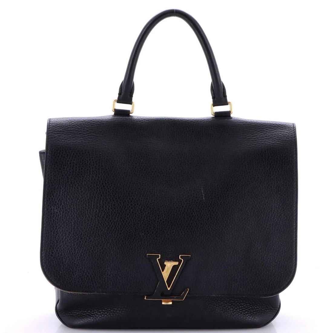 Volta NM Leather Bag Louis Vuitton: Volta NM Leather Bag Louis Vuitton The Volta NM Leather Bag in black leather features a classic top handle design and measures 8.5" tall with a 14-18" strap drop. This Louis Vuitton bag has a good
