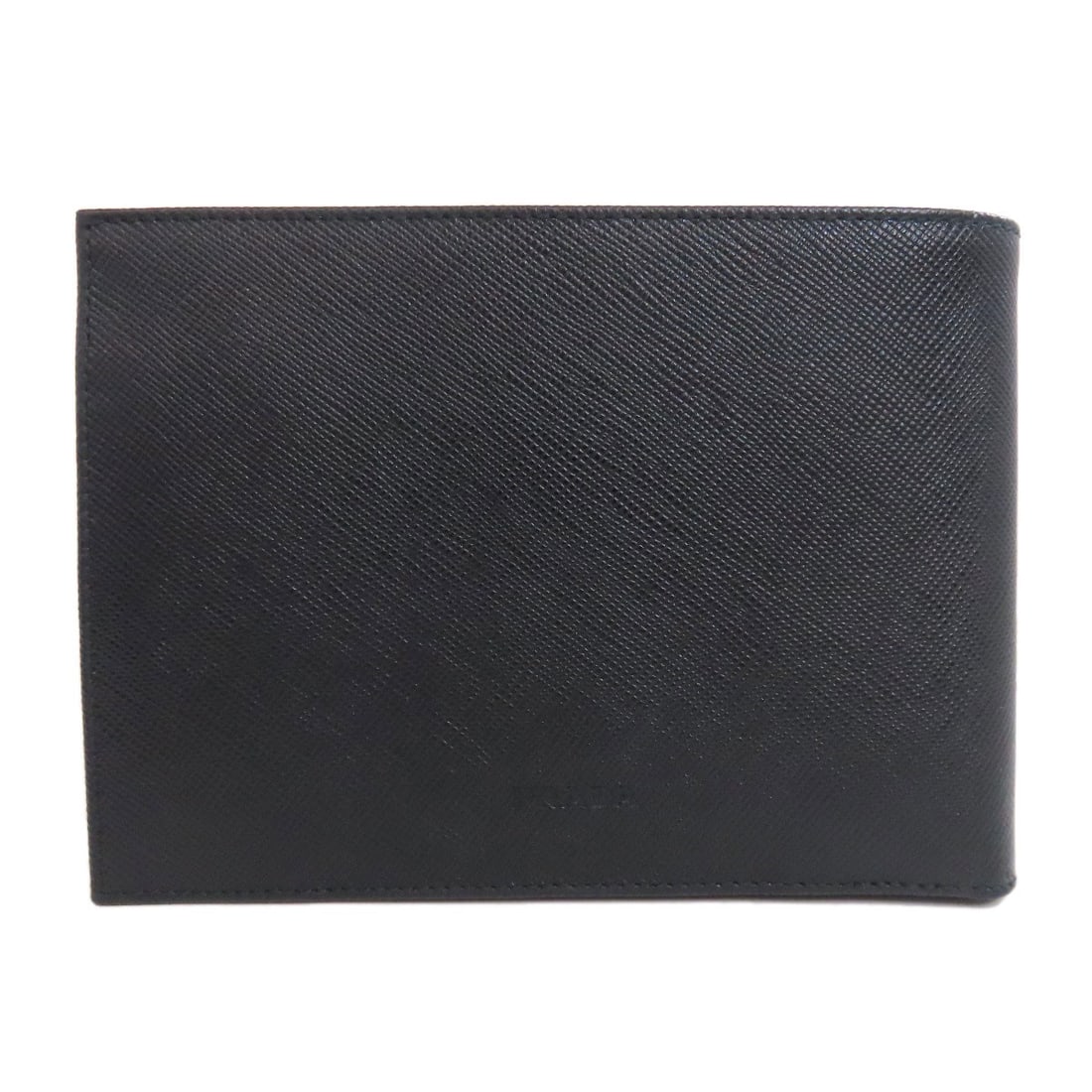 Safiano with coin pocket bifold wallet logo Prada: Safiano with coin pocket bifold wallet logo Prada Safiano leather provides a luxurious feel to this black bifold wallet with coin pocket from PRADA. The iconic logo on the exterior adds a touch of sop