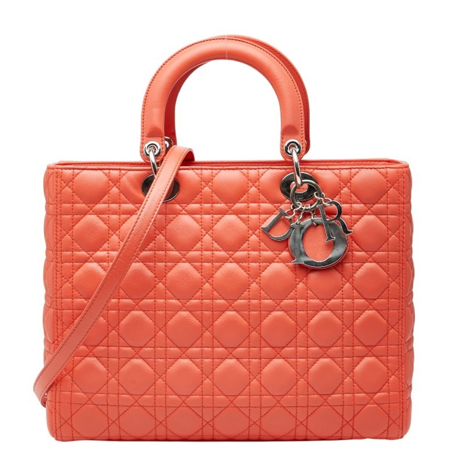 Christian Dior Handbag Shoulder Bag Leather: Christian Dior Handbag Shoulder Bag Leather The Christian Dior Handbag Shoulder Bag Leather features a vibrant orange color and sleek design. Made from high-quality leather, this shoulder bag has a si