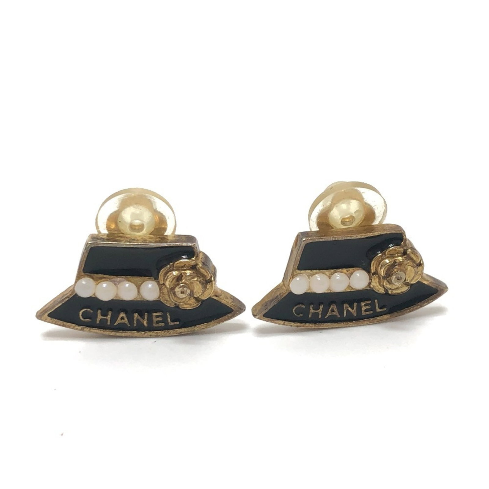 Chanel Clip Earrings Gold Plating: Chanel Clip Earrings Gold Plating Chanel Clip Earrings in Gold Plating offer a touch of luxury with their sleek design and elegant black finish. Made from high-quality gold plating, these earrings fea