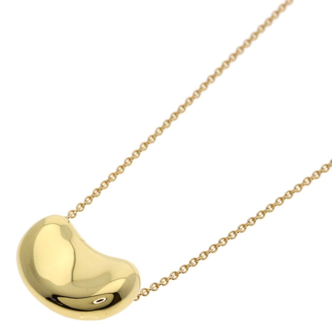 K18 Gold Bean Necklace by Tiffany: K18 Gold Bean Necklace by Tiffany K18 Gold Bean Necklace by Tiffany boasts its sleek gold metal exterior and striking length of 16.1 inches. This stylish necklace features K18 yellow gold material,