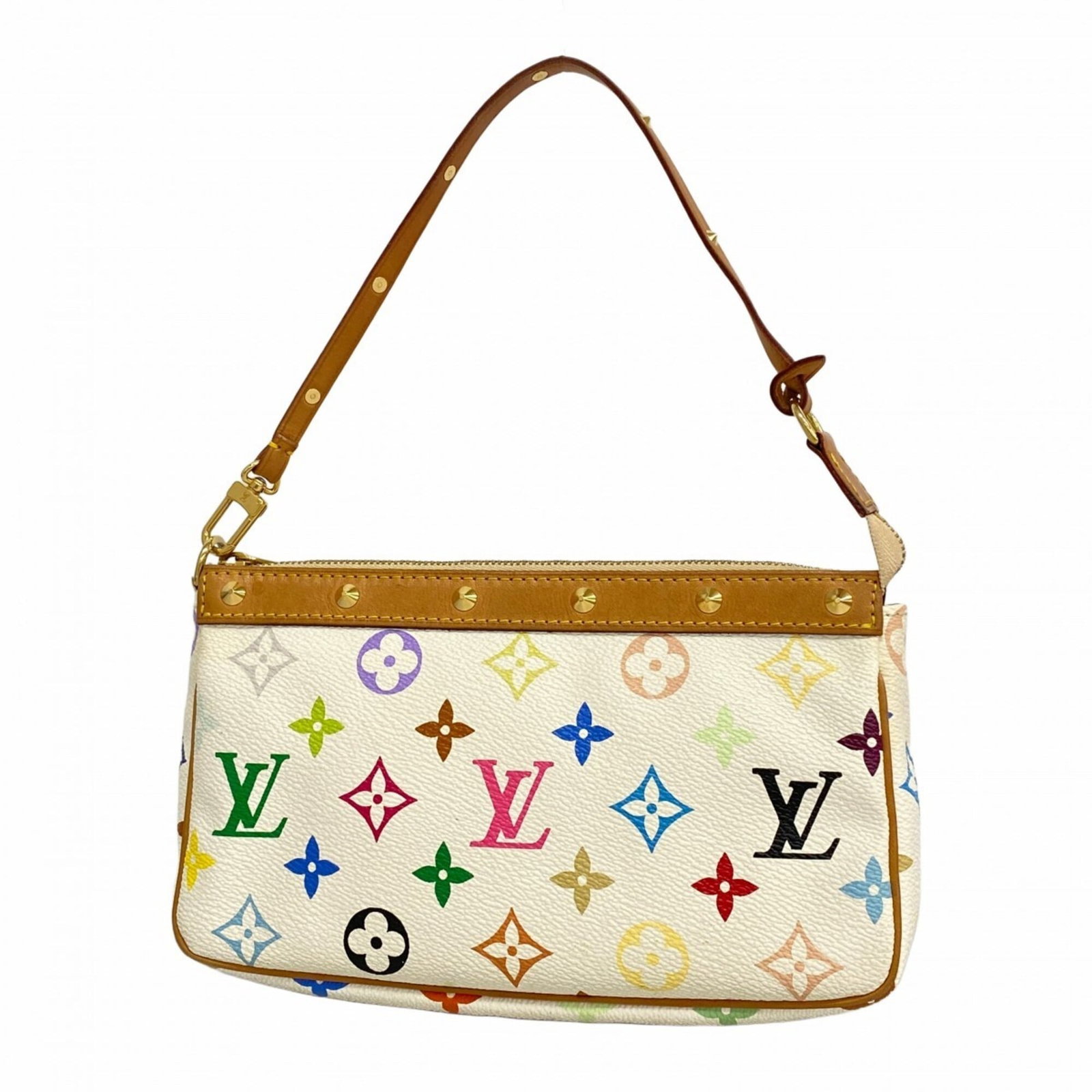 Louis Vuitton Pouch: Louis Vuitton Pouch The Louis Vuitton Pouch boasts its classic design with a timeless Blanc color. With a size of 12.5cm x 21cm x 4.5cm, this pouch features a worn exterior with traces of usage and