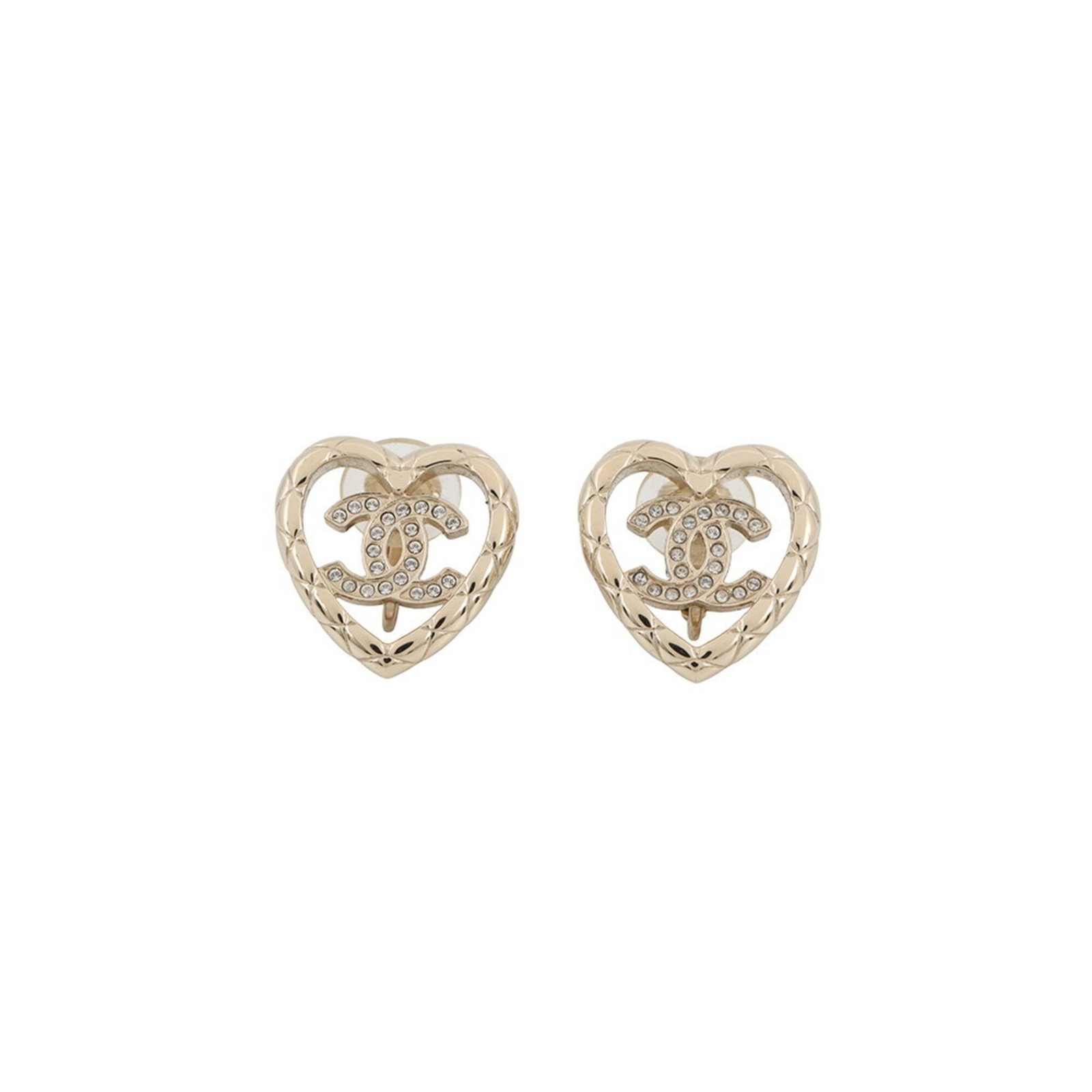 Chanel Clip Earrings: Chanel Clip Earrings Champagne gold-plated clip earrings from Chanel feature a rhinestone stone, showcasing a luxurious finish. Made in mint condition with like-new details, these earrings are a beaut