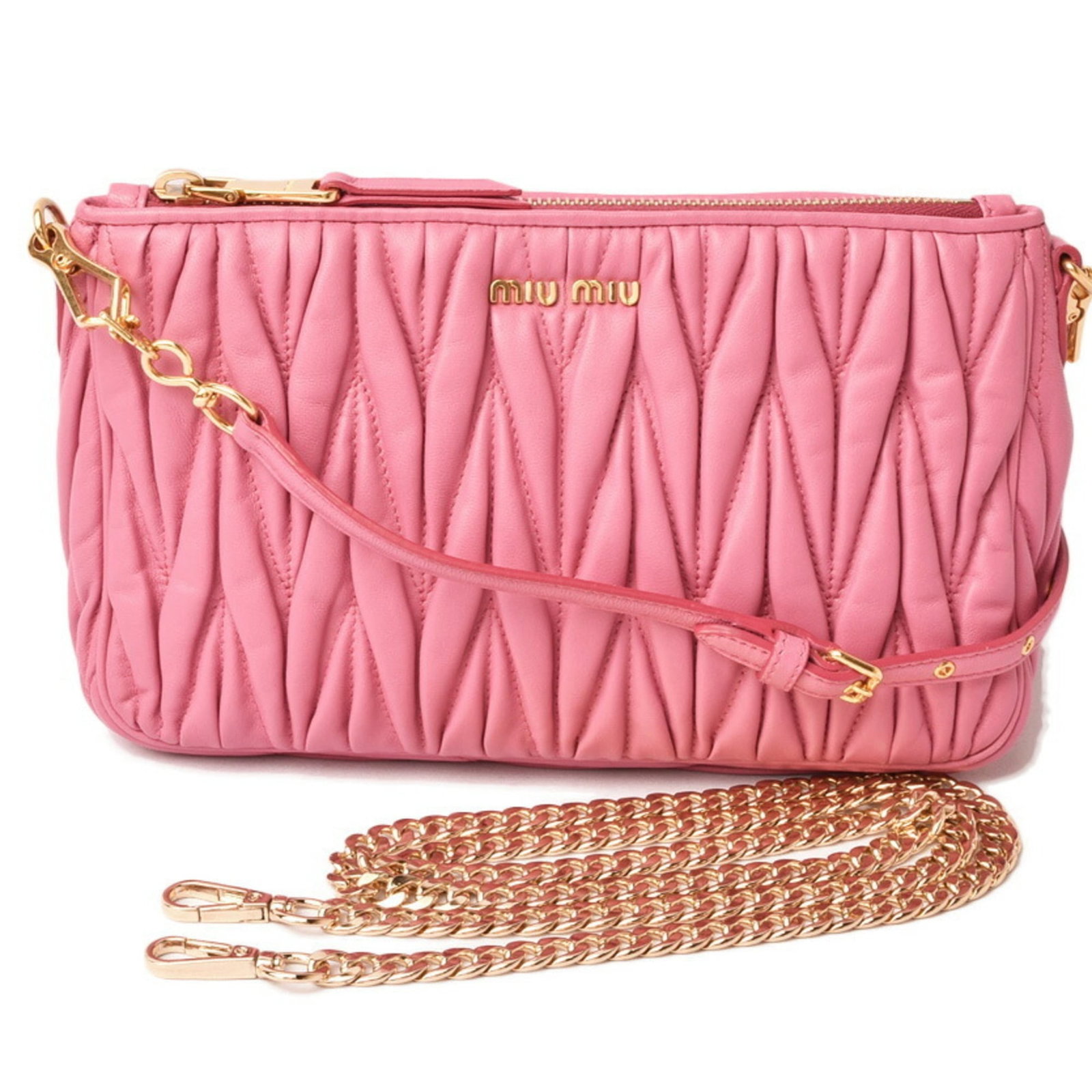 Miu Miu Clutch Bag Pouch Shoulder Bag Leather: Miu Miu Clutch Bag Pouch Shoulder Bag Leather Miu Miu's Clutch Bag Pouch Shoulder Bag is a stylish and versatile accessory made from high-quality leather. Measuring 14cm x 24cm x 7cm, this bag feature