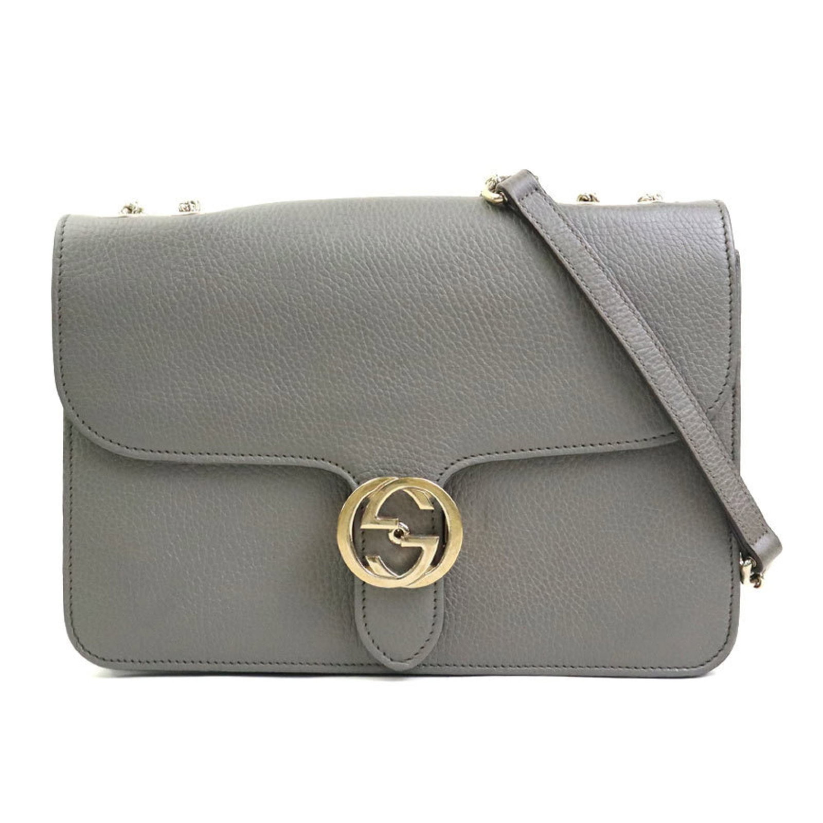 Gucci Shoulder Bag Leather: Gucci Shoulder Bag Leather Gucci Shoulder Bag Leather in Gray - A versatile and stylish accessory with a classic design. This used leather shoulder bag features a zipper pocket, adjustable strap, and 