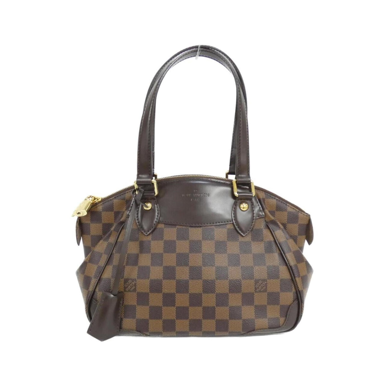 Louis Vuitton Handbag Coated Canvas: Louis Vuitton Handbag Coated Canvas Coated canvas construction provides durability and style. The brown color and classic design make this handbag a timeless choice. A few traces of usage are visible,