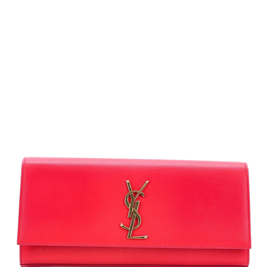 Laurent Saint Classic Monogram Leather Long Clutch: Laurent Saint Classic Monogram Leather Long Clutch The Laurent Saint Classic Monogram Leather Long Clutch boasts a striking pink exterior with iconic monogram detailing. Measuring 5" in height and