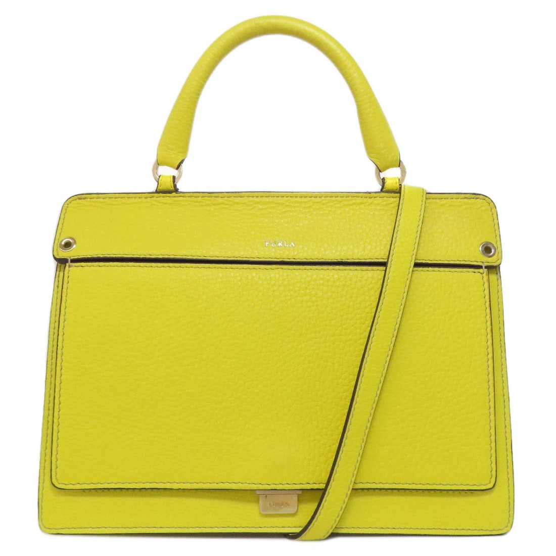 Strict Rules Apply: Strict Rules Apply Strict Rules Apply - Furla Handbag. Yellow leather exterior with notable features highlighted naturally without exaggeration. The bag bears a signature, which can be noted in its