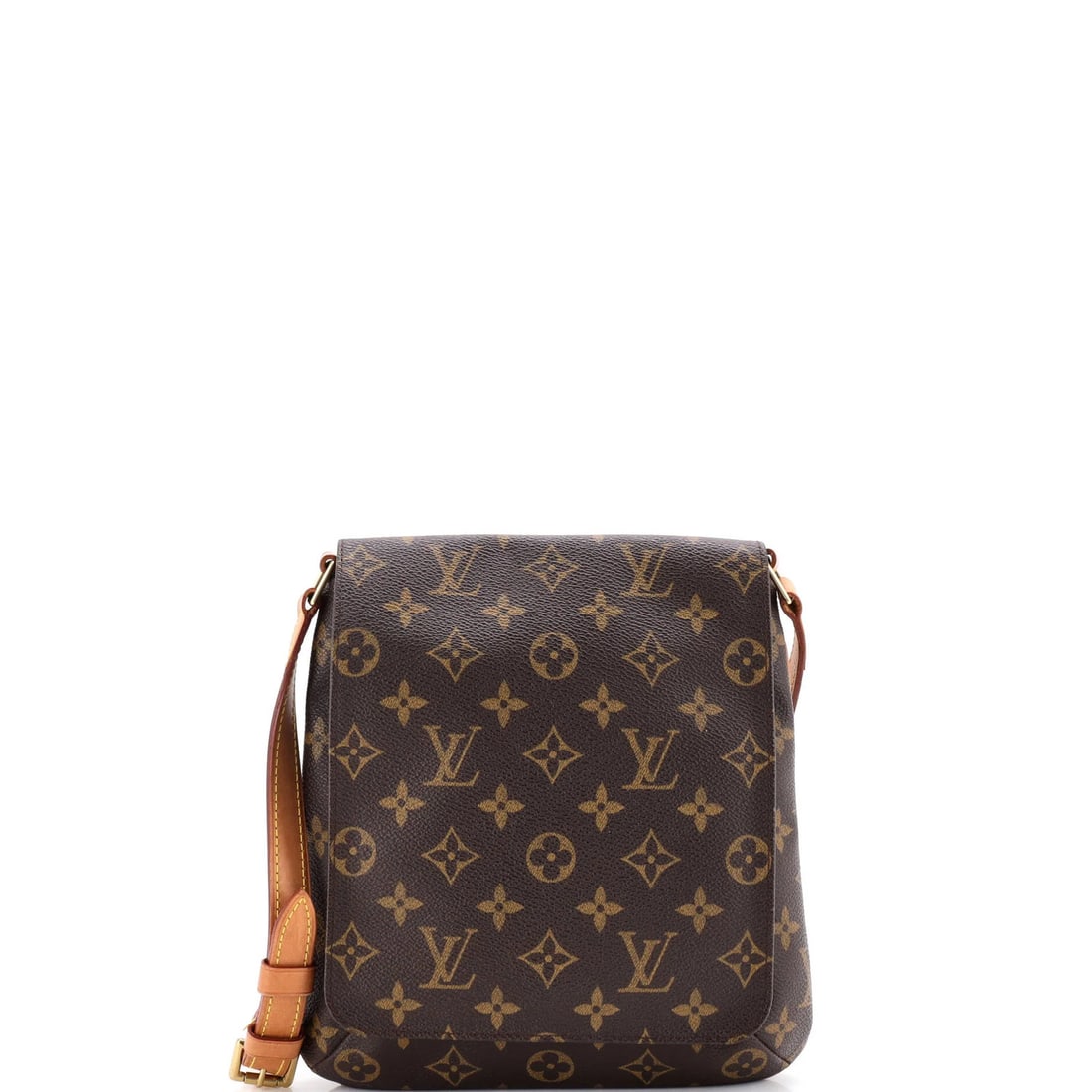 Handbag Canvas Monogram Louis Vuitton Salsa Musette: Handbag Canvas Monogram Louis Vuitton Salsa Musette The Louis Vuitton Salsa Musette handbag features a classic canvas monogram design in brown, with a sturdy shoulder strap and gold hardware. Minor im