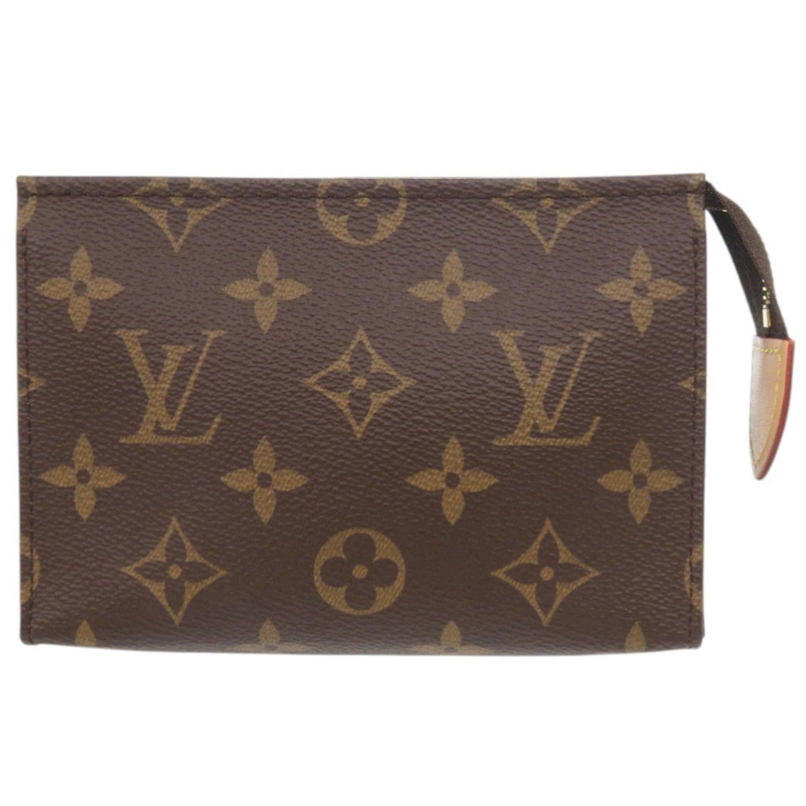 Louis Vuitton Pouch Monogram: Louis Vuitton Pouch Monogram Used Louis Vuitton Pouch Monogram in brown with the iconic monogram pattern. This like-new condition pouch measures 10cm x 14.5cm x 5cm and features the distinctive brand 