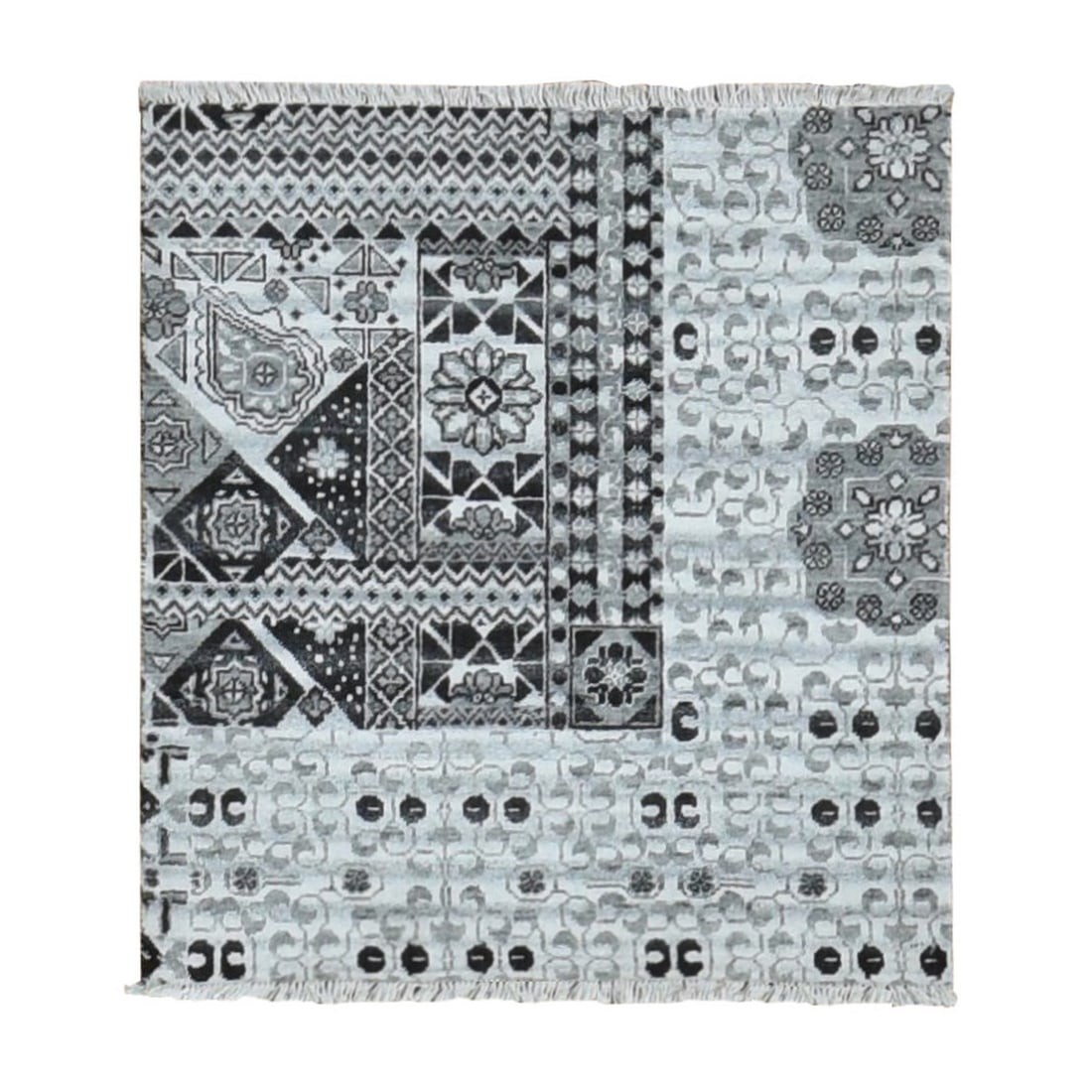 Cloud Gray 2'8" x 3' Rug: Cloud Gray 2'8" x 3' Rug The Cloud Gray Mamlok rug boasts a stunning hand-knotted wool design with an intricate Oriental regional pattern. Made from natural materials, this beautifully crafted piece f