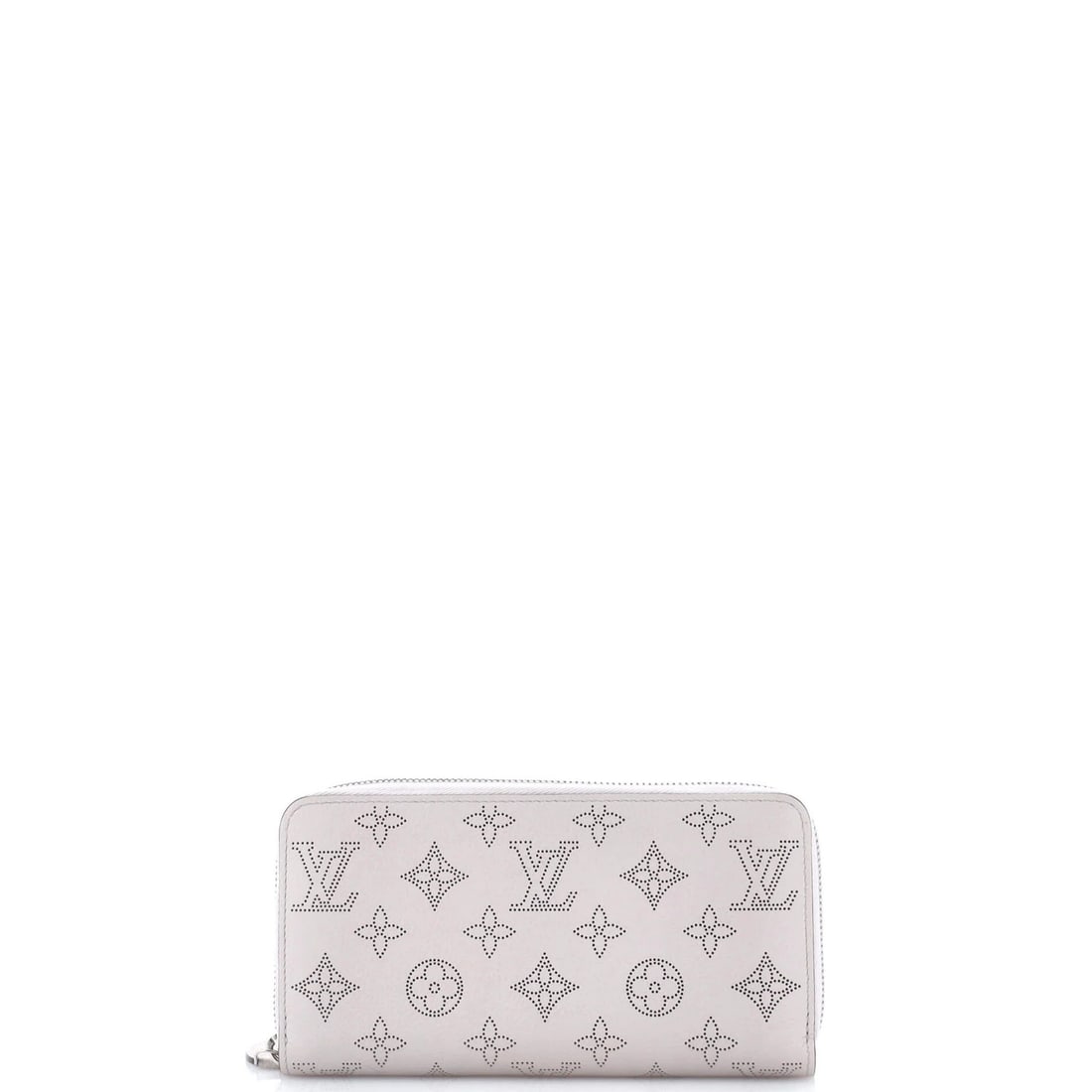 Louis Vuitton Zippy Wallet Mahina Leather: Louis Vuitton Zippy Wallet Mahina Leather The Louis Vuitton Zippy Wallet Mahina Leather features a sleek gray exterior made from high-quality leather, with a subtle brown interior and silver hardware 