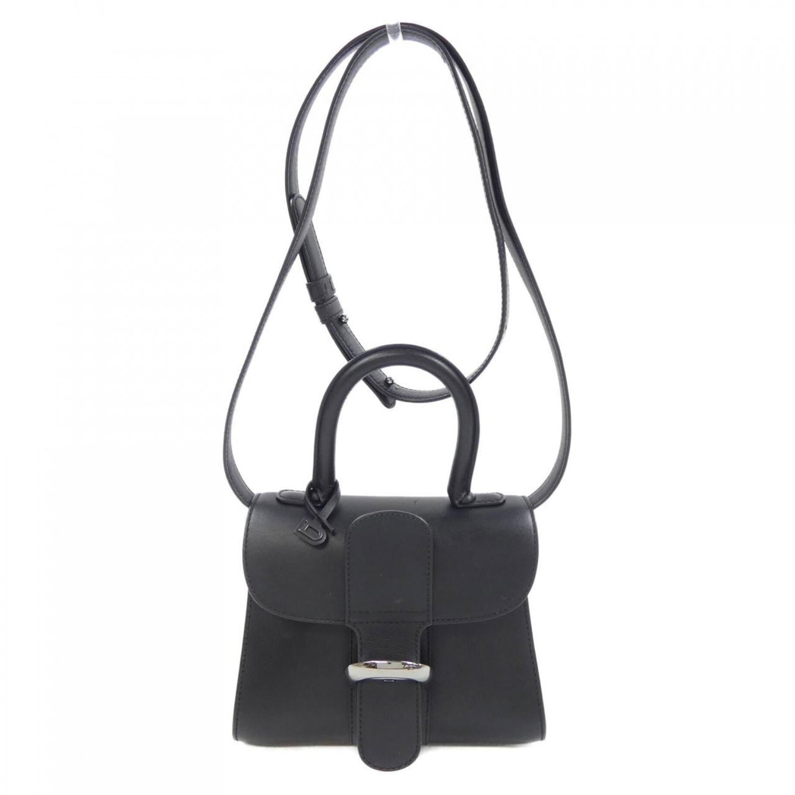 Delvaux Handbag: Delvaux Handbag Delvaux Handbag - A Timeless Black Classic. This used Delvaux handbag boasts sleek black leather and a compact design, measuring 15.5cm x 20cm x 9.5cm. With its classic style and durab