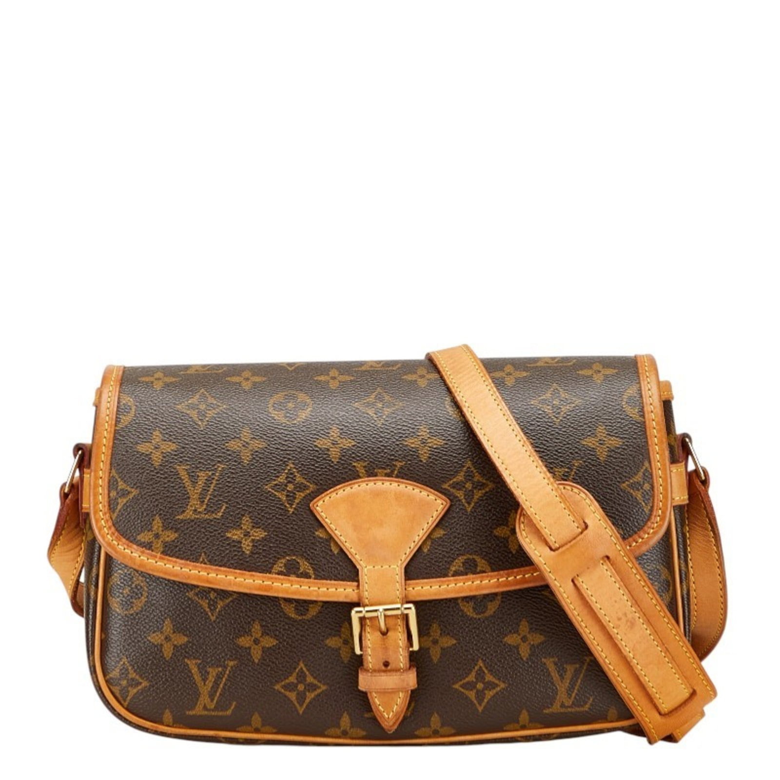 Louis Vuitton Shoulder Bag Pvc Leather: Louis Vuitton Shoulder Bag Pvc Leather Brown Louis Vuitton Pvc Leather Shoulder Bag with Belt Closure. This used shoulder bag features traces of usage and minor scratches, showcasing its worn-in chara