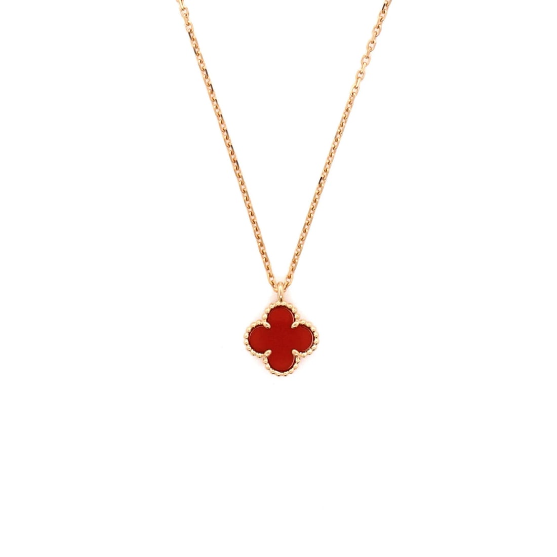 Alhambra Pendant Necklace in 18K Rose Gold with Carnelian (1 of 4)
