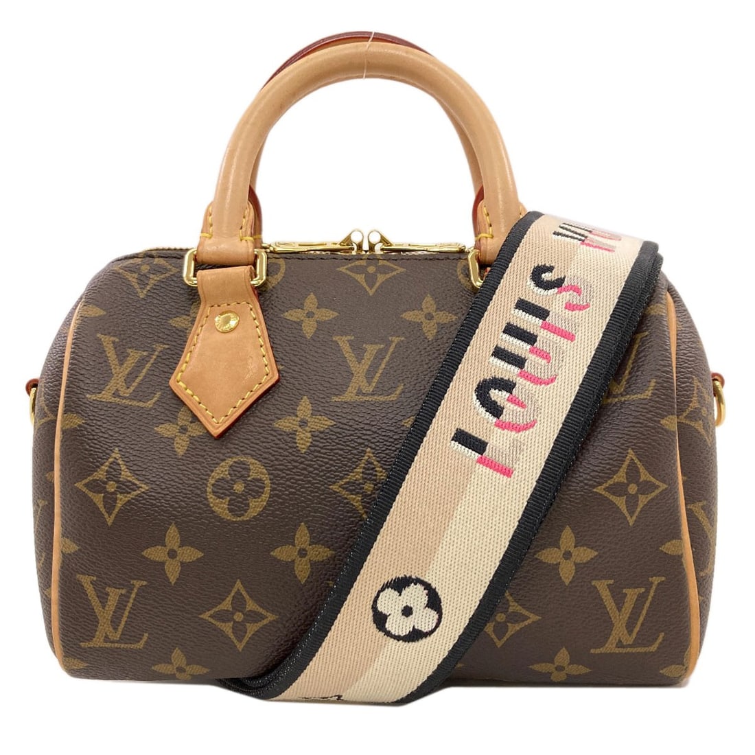 Louis Vuitton 20 Speedy Bandriere Monogram Canvas M46234: Louis Vuitton 20 Speedy Bandriere Monogram Canvas M46234 Monogram canvas exterior adds a touch of timeless elegance to this classic Louis Vuitton Speedy Bandriere handbag. With its iconic monogram pat