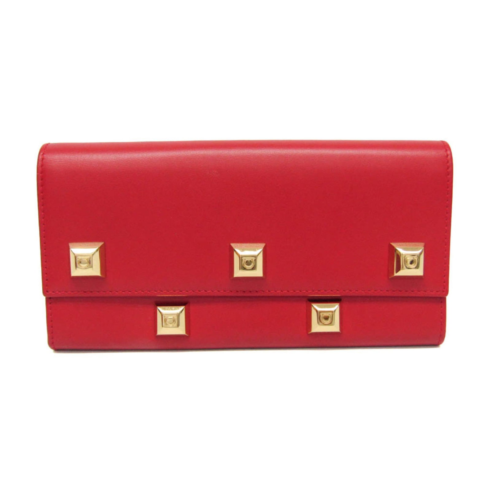Salvatore Ferragamo Long Wallet (Bi-Fold) Leather: Salvatore Ferragamo Long Wallet (Bi-Fold) Leather The Salvatore Ferragamo Long Wallet (Bi-Fold) Leather features a striking red color and a sleek design. With its snap fastener closure, coin purse,