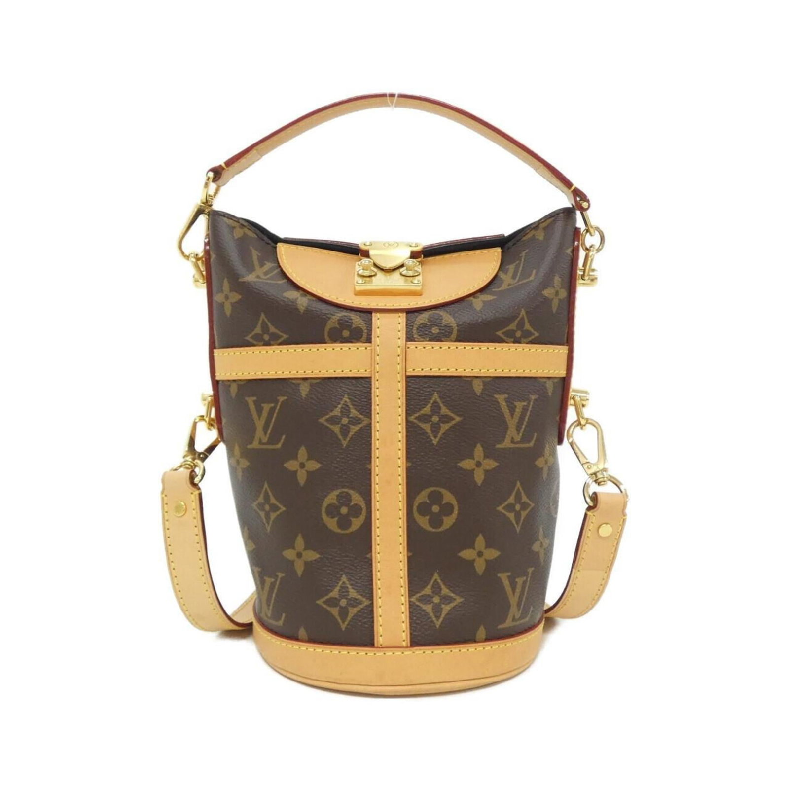 Louis Vuitton Handbag Coated Canvas: Louis Vuitton Handbag Coated Canvas The Louis Vuitton Handbag Coated Canvas features a timeless design with gold hardware and a rich maroon color. This versatile bag measures 22cm x 15cm x 13cm and