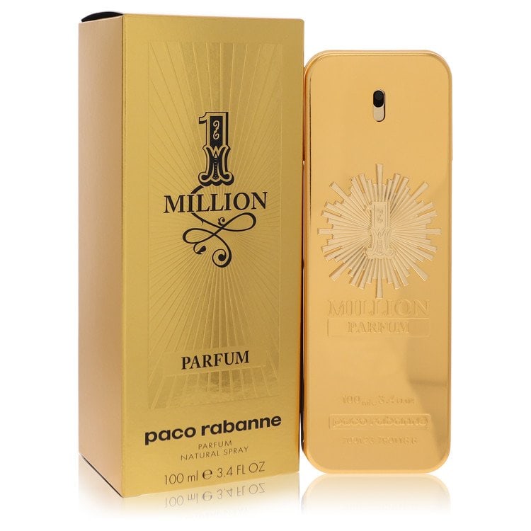 1 Million Parfum Cologne By Paco Rabanne Parfum Spray: 1 Million Parfum Cologne By Paco Rabanne Parfum Spray 500 grams of Paco Rabanne's iconic 1 Million Parfum Cologne Spray, available in its original 3.4 oz size. This parfum spray features a fragrance t
