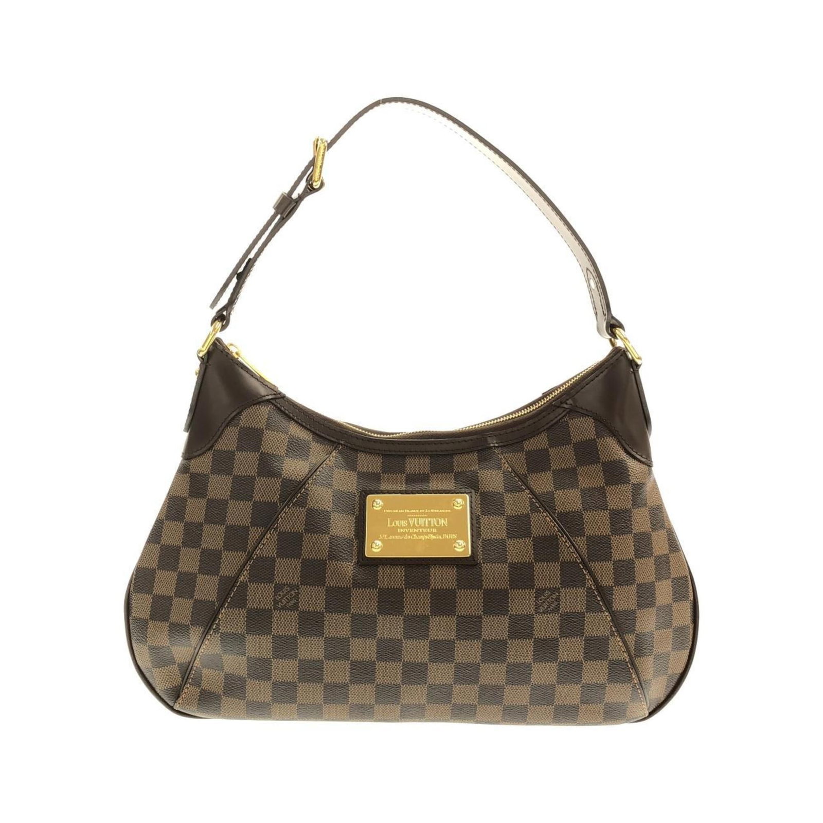 Louis Vuitton Shoulder Bag Damier Canvas: Louis Vuitton Shoulder Bag Damier Canvas The Louis Vuitton Shoulder Bag Damier Canvas boasts its iconic Damier canvas design in a timeless Ebene color. This versatile bag features gold hardware and
