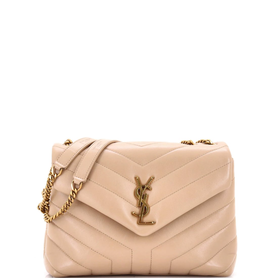 Loulou shoulder bag made of matelasse leather with chevron design small: Loulou shoulder bag made of matelasse leather with chevron design small Small Matelasse Chevron Leather Loulou Shoulder Bag. Made from high-quality matelasse leather with a neutral exterior color and 