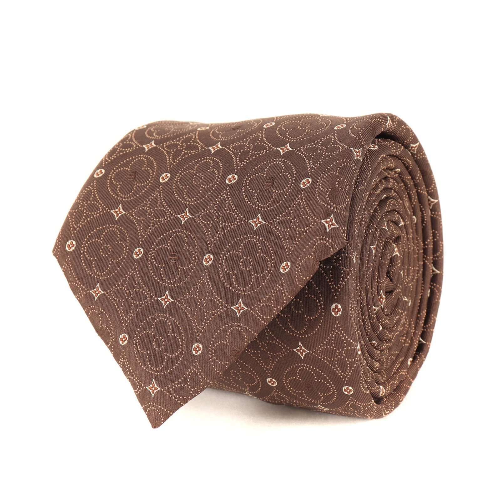 Louis Vuitton Cravat Monogram: Louis Vuitton Cravat Monogram Used Louis Vuitton Cravat Monogram in brown with monogram pattern. Total length of 146cm and width of 9cm, this cravat features a few traces of usage and some