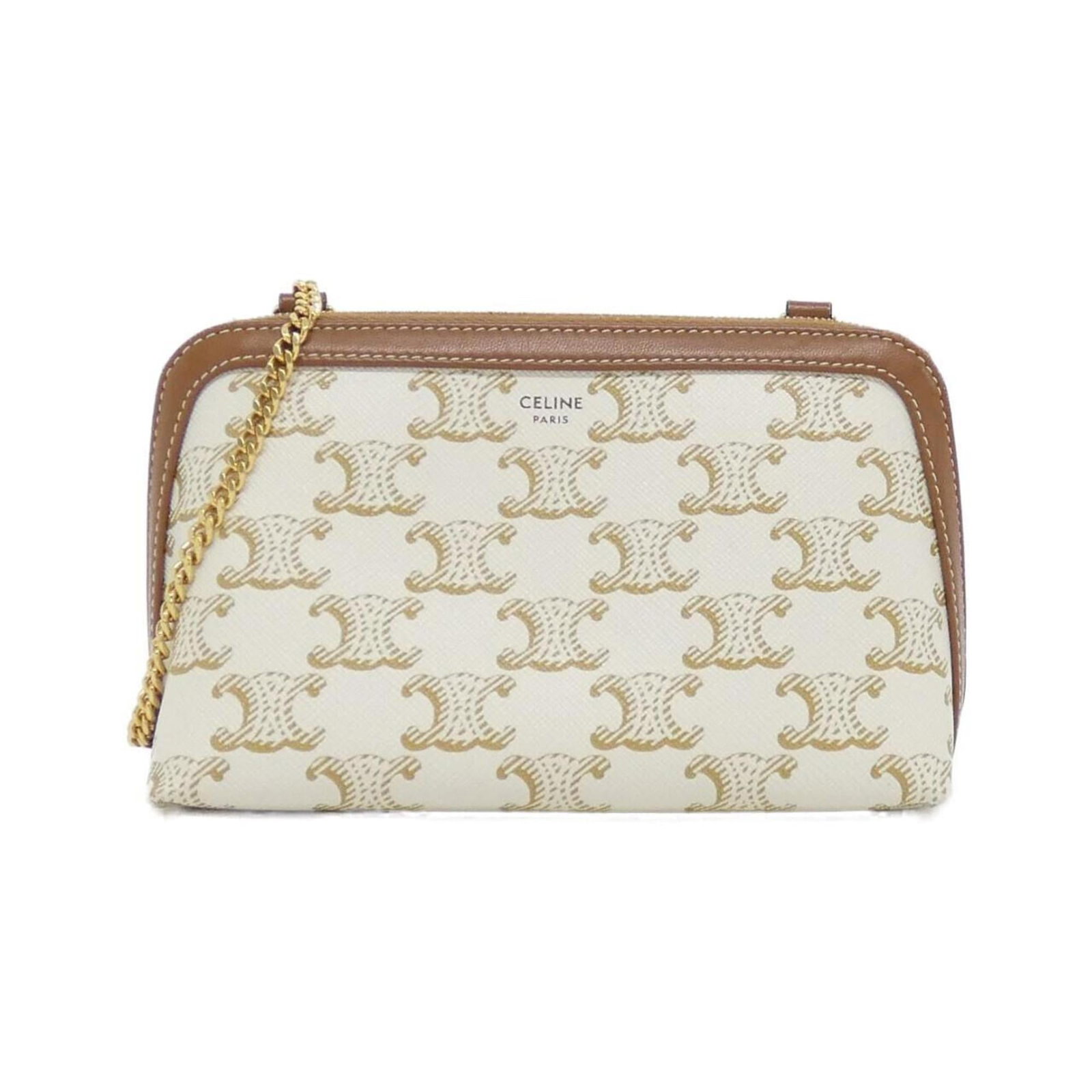 Celine Shoulder Bag Canvas Leather: Celine Shoulder Bag Canvas Leather Canvas and lamb leather come together in this classic Celine shoulder bag, featuring gold hardware and a crisp white finish. The bag's clean lines and simple design