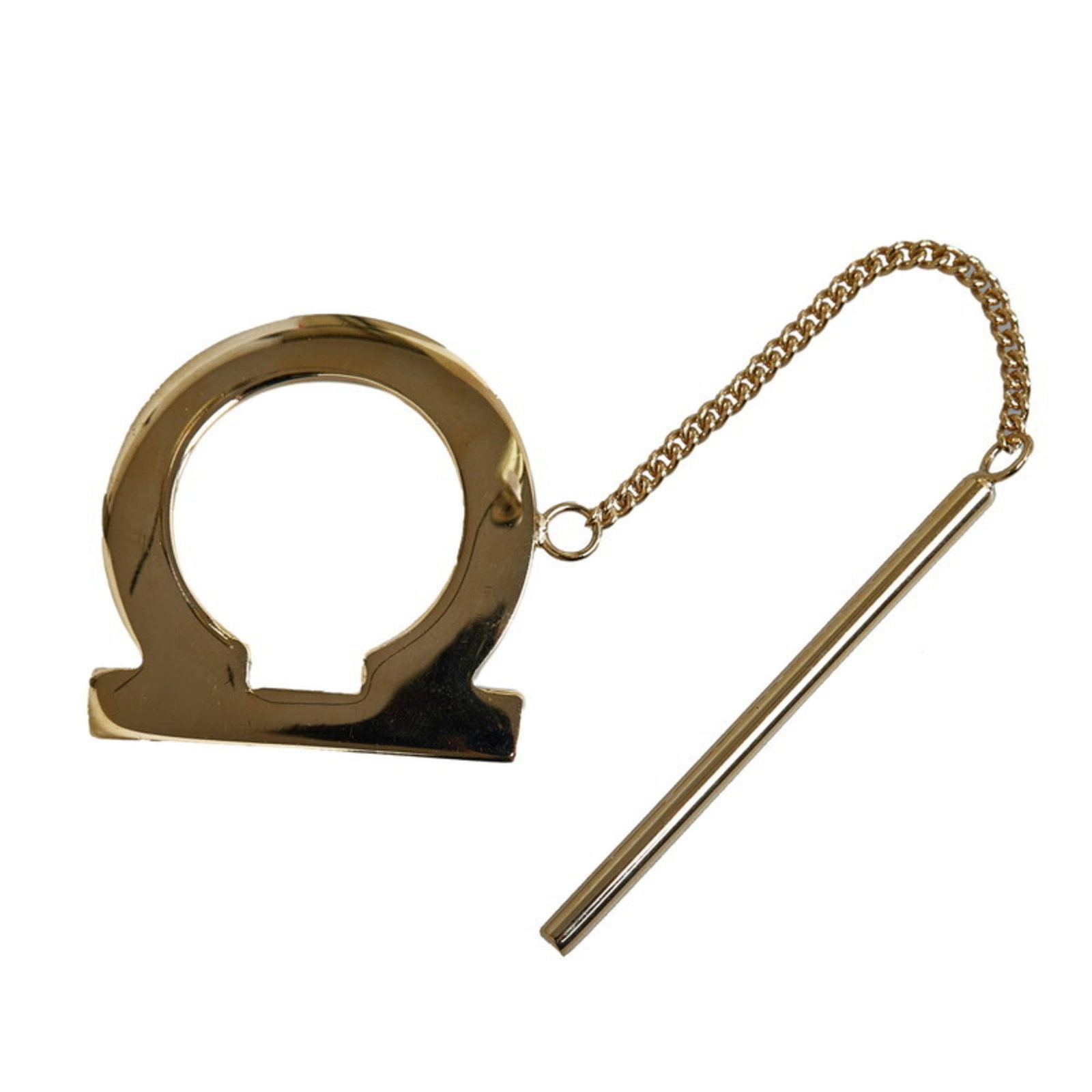 Salvatore Ferragamo Keyring: Salvatore Ferragamo Keyring Used Salvatore Ferragamo Keyring in gold. The keyring measures 4cm x 4cm and features some scratches / dirt, but remains in very good condition overall. A few traces of usa