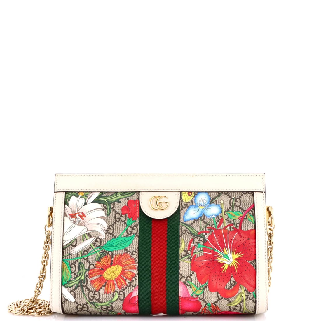 Chain bag made from coated canvas small in GG style: Chain bag made from coated canvas small in GG style Small in GG style chain bag made from coated canvas with a classic cross body design. This Gucci Ophidia Chain Shoulder Bag features brown print
